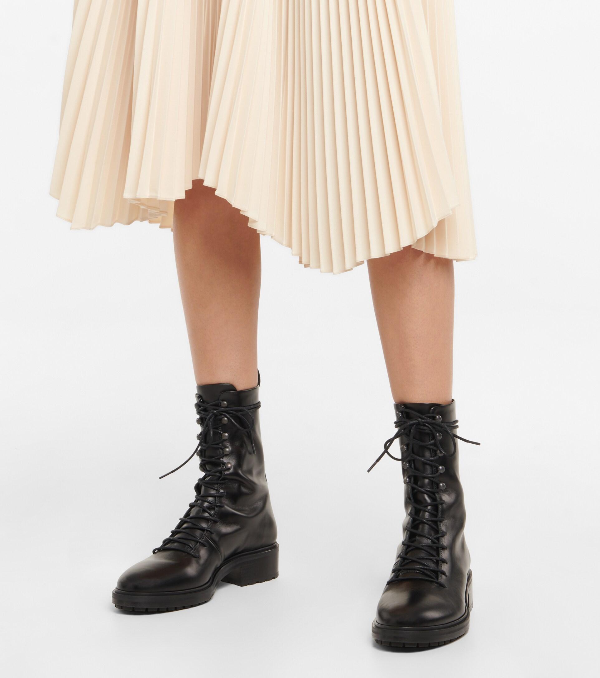 Aeyde Isabel Leather Combat Boots in Black | Lyst