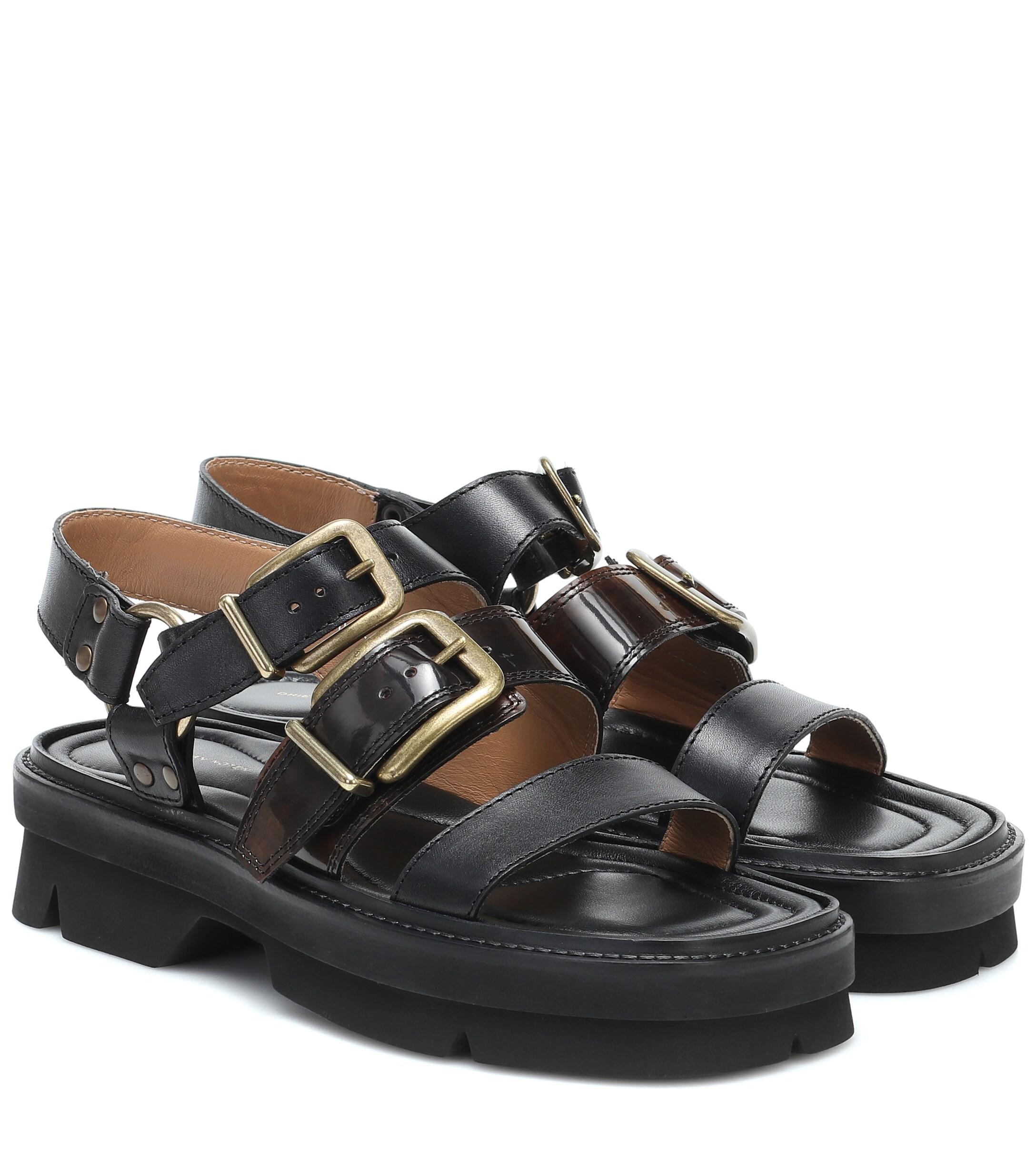dries van noten leather and grosgrain sandals