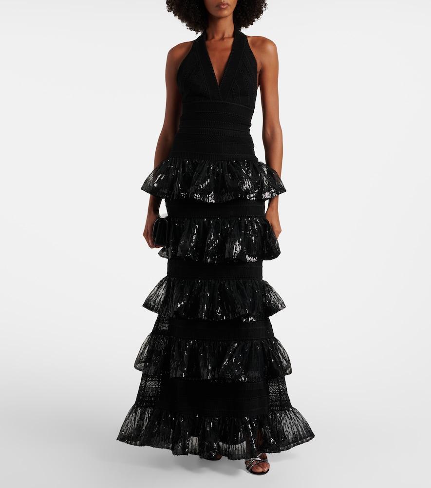 elie saab dress black Structured Midi Dress