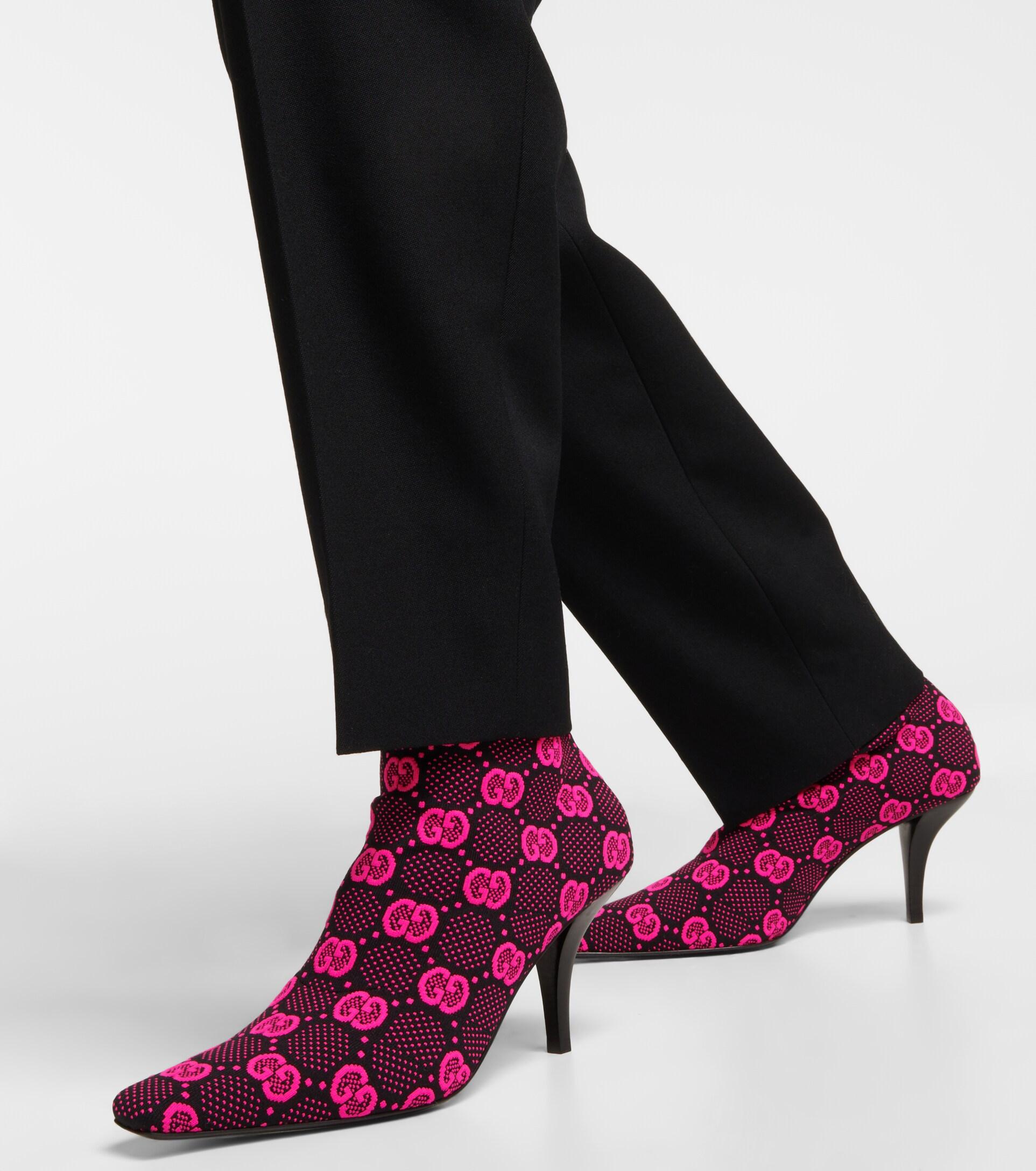 Gucci GG Knit Sock Boots in Purple | Lyst