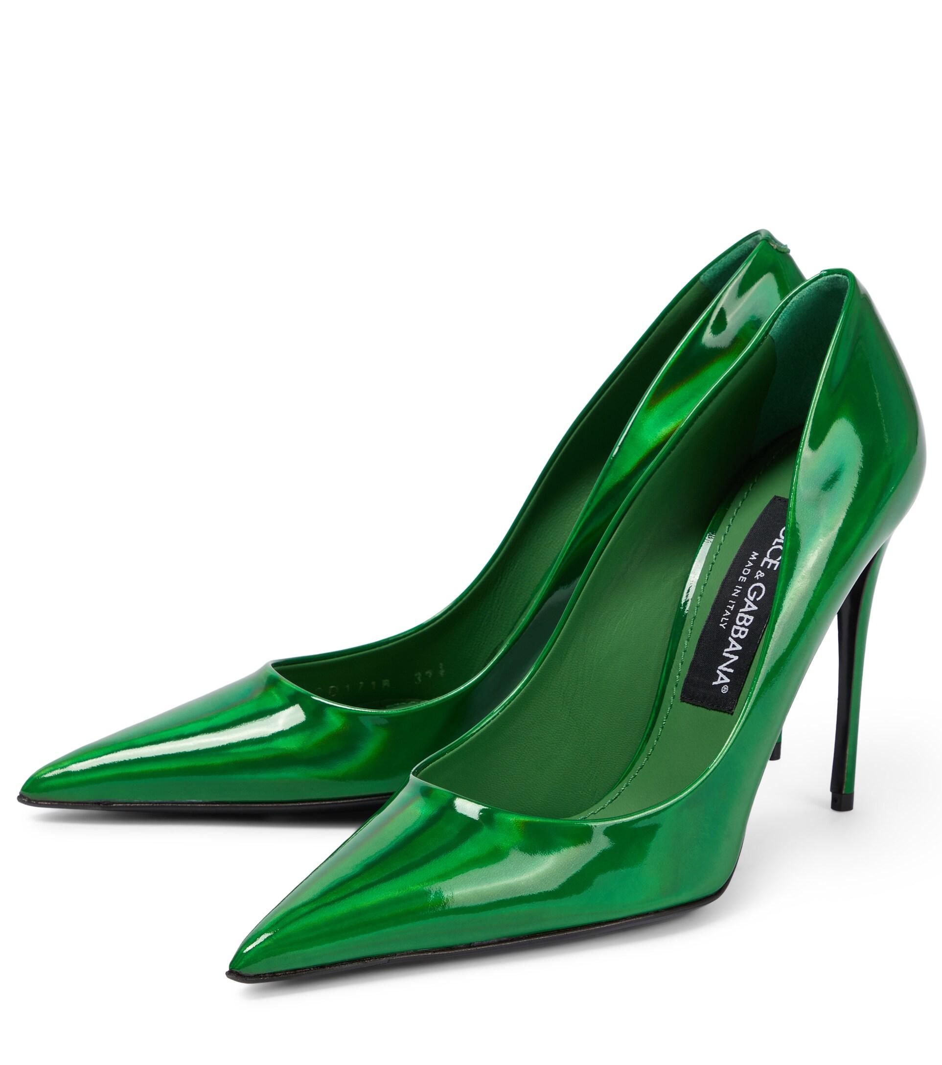 Dolce & Gabbana Metallic Leather Pumps in Green | Lyst