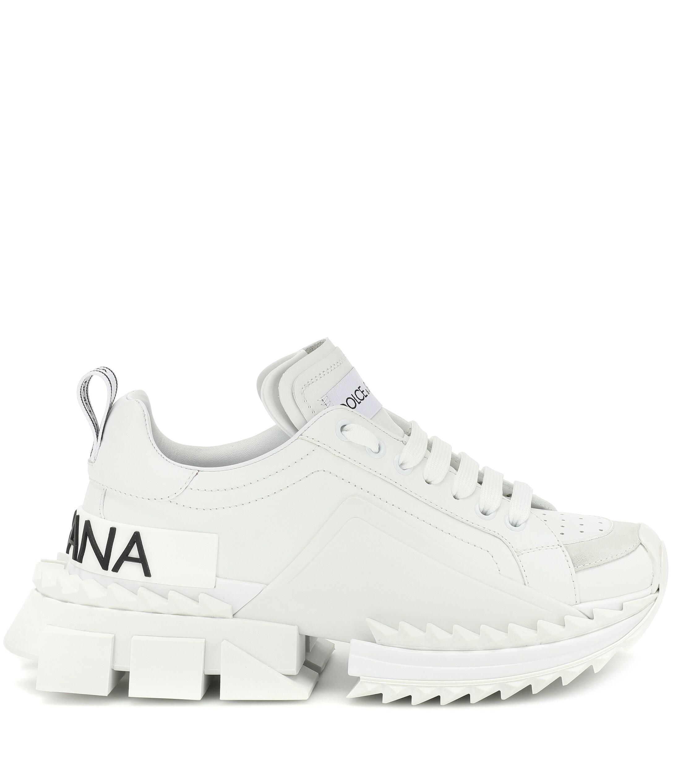 Dolce & Gabbana Super Queen Leather Sneakers in White,White (White) - Lyst