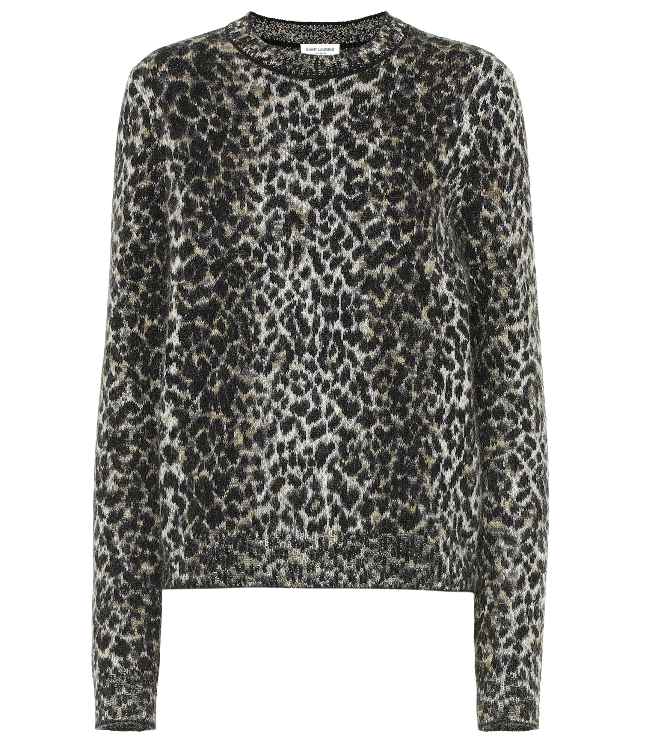 Saint Laurent Wool And Mohair-blend Sweater in Black - Lyst