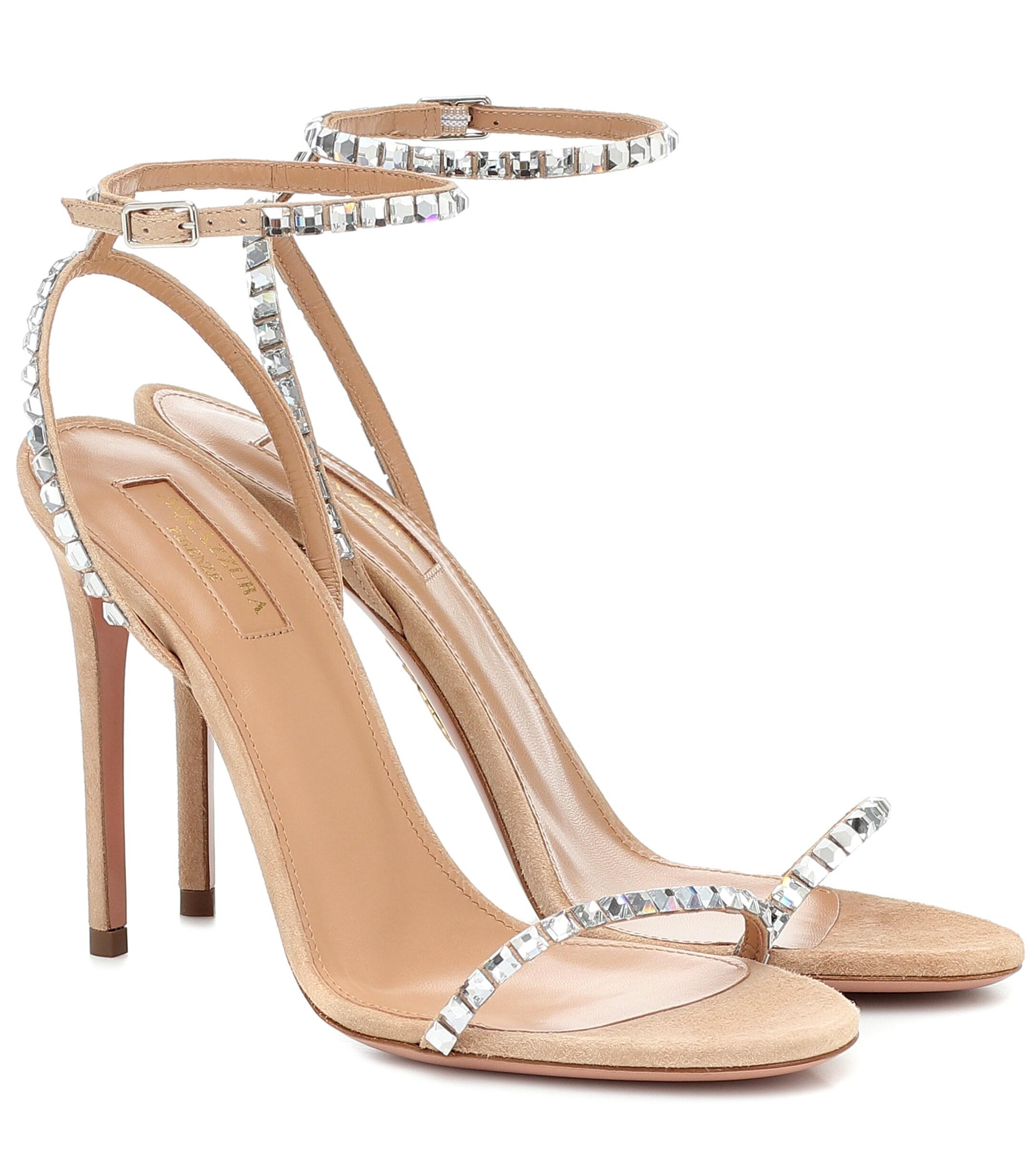 aquazzura very vera embellished suede sandals