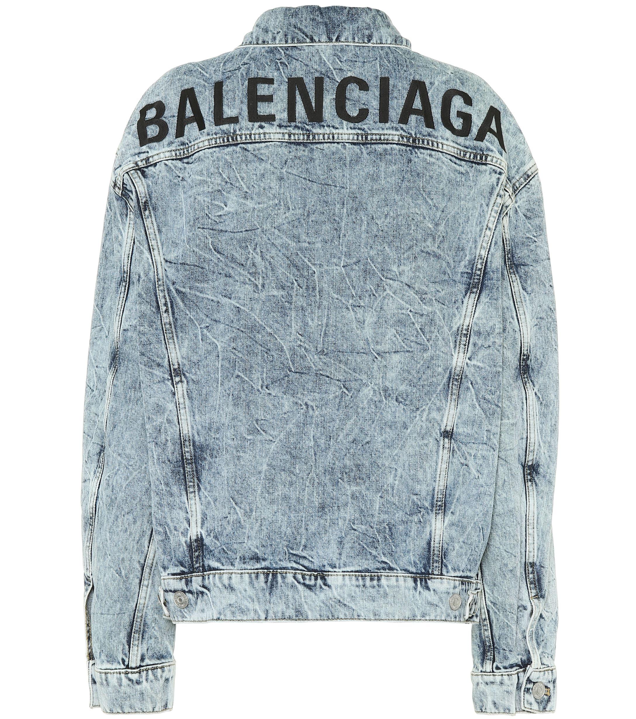Balenciaga Logo Oversized Denim Jacket in Blue - Lyst