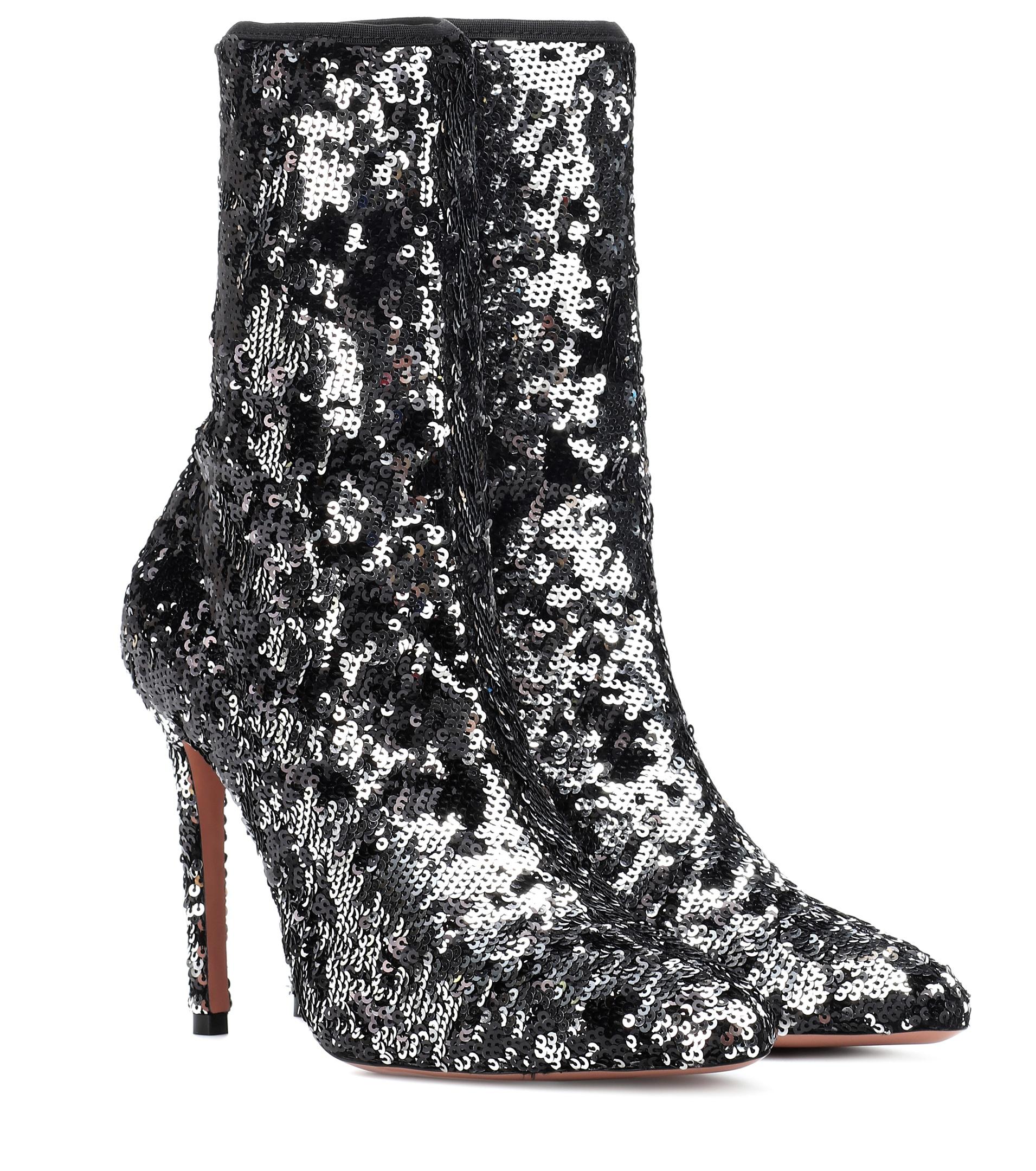 sequin biker boots