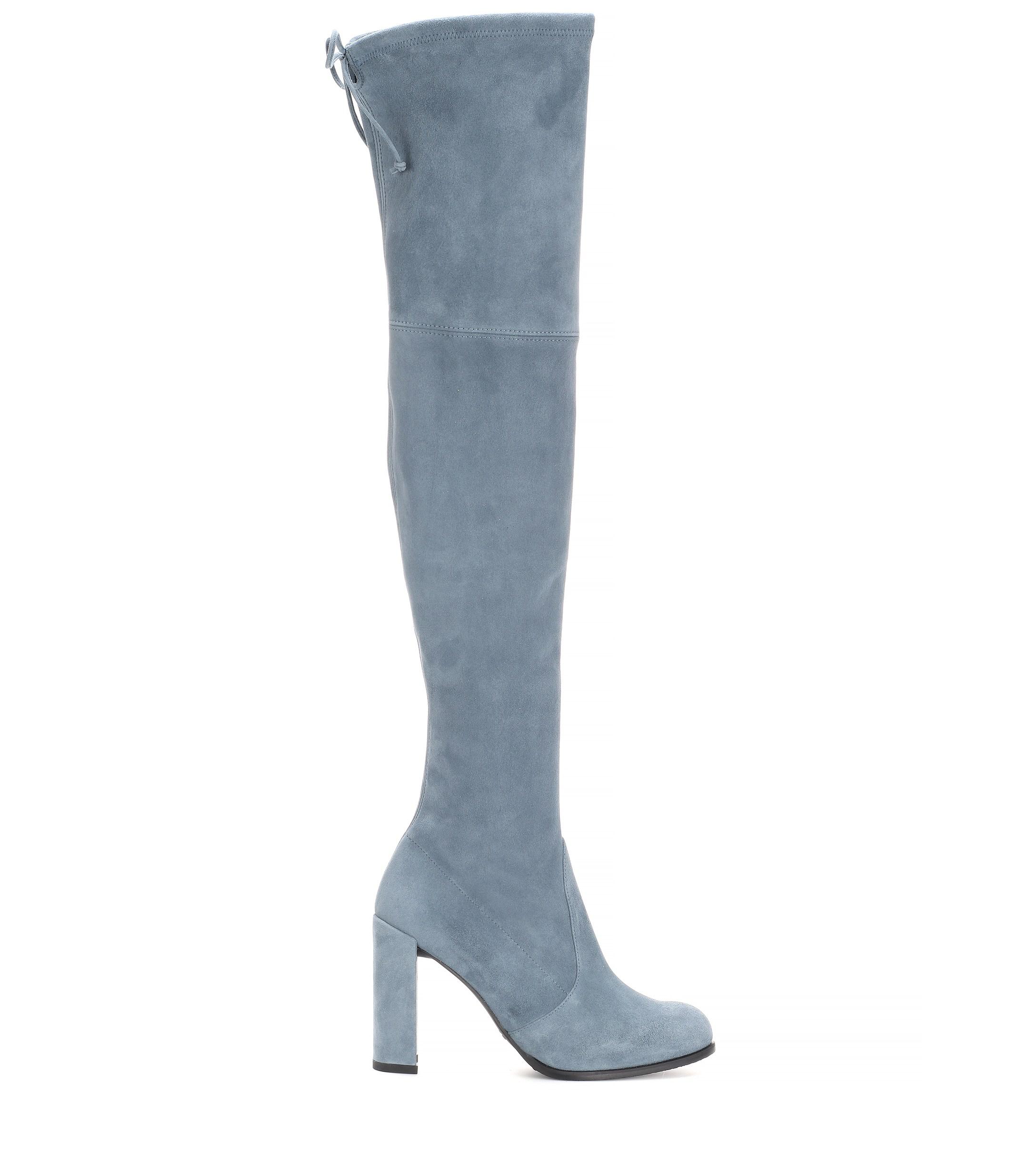 Stuart Weitzman Hiline Suede Over-the-knee Boots in Blue - Lyst