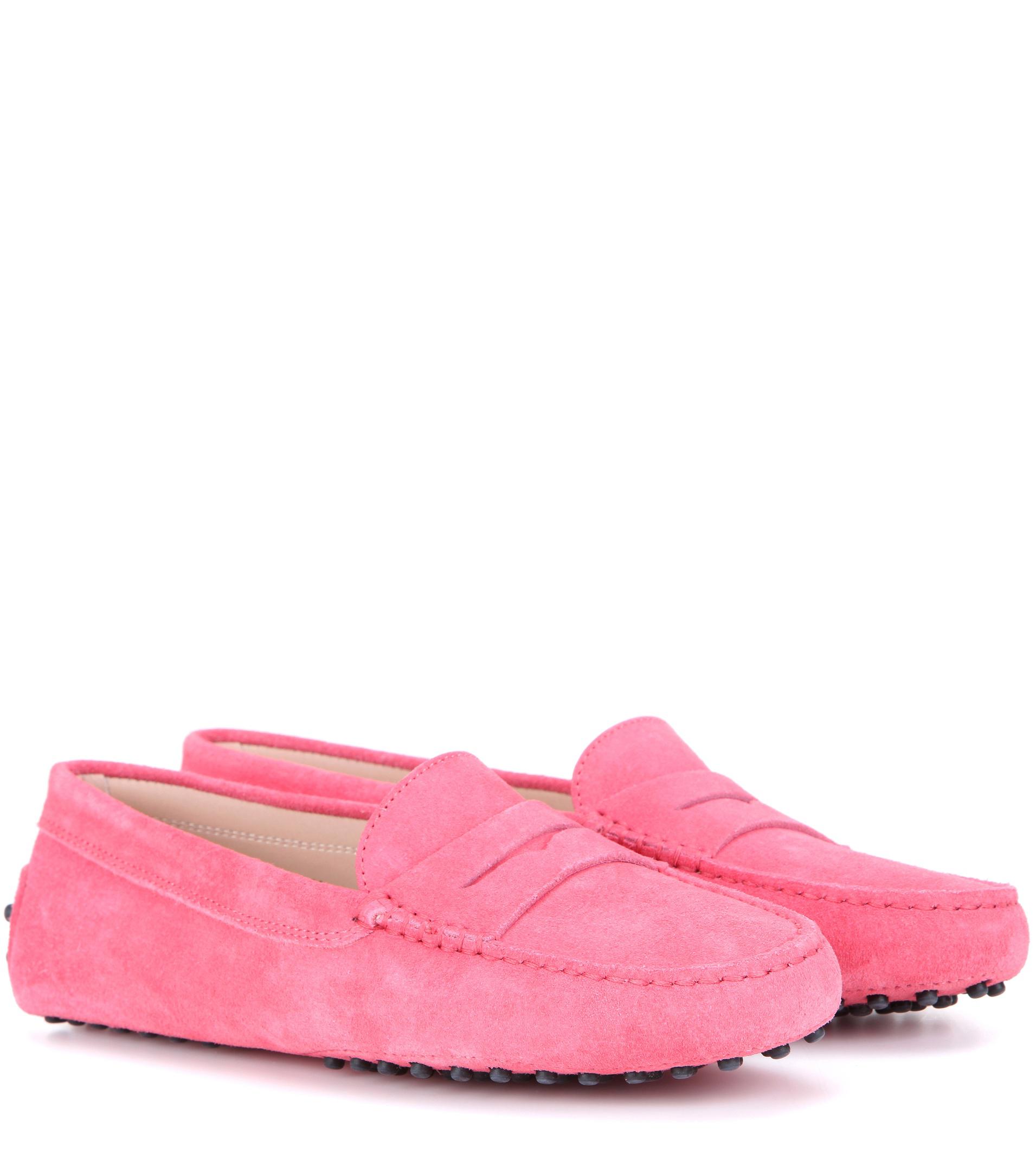 Tod's Gommino Suede Loafers in Pink Lyst