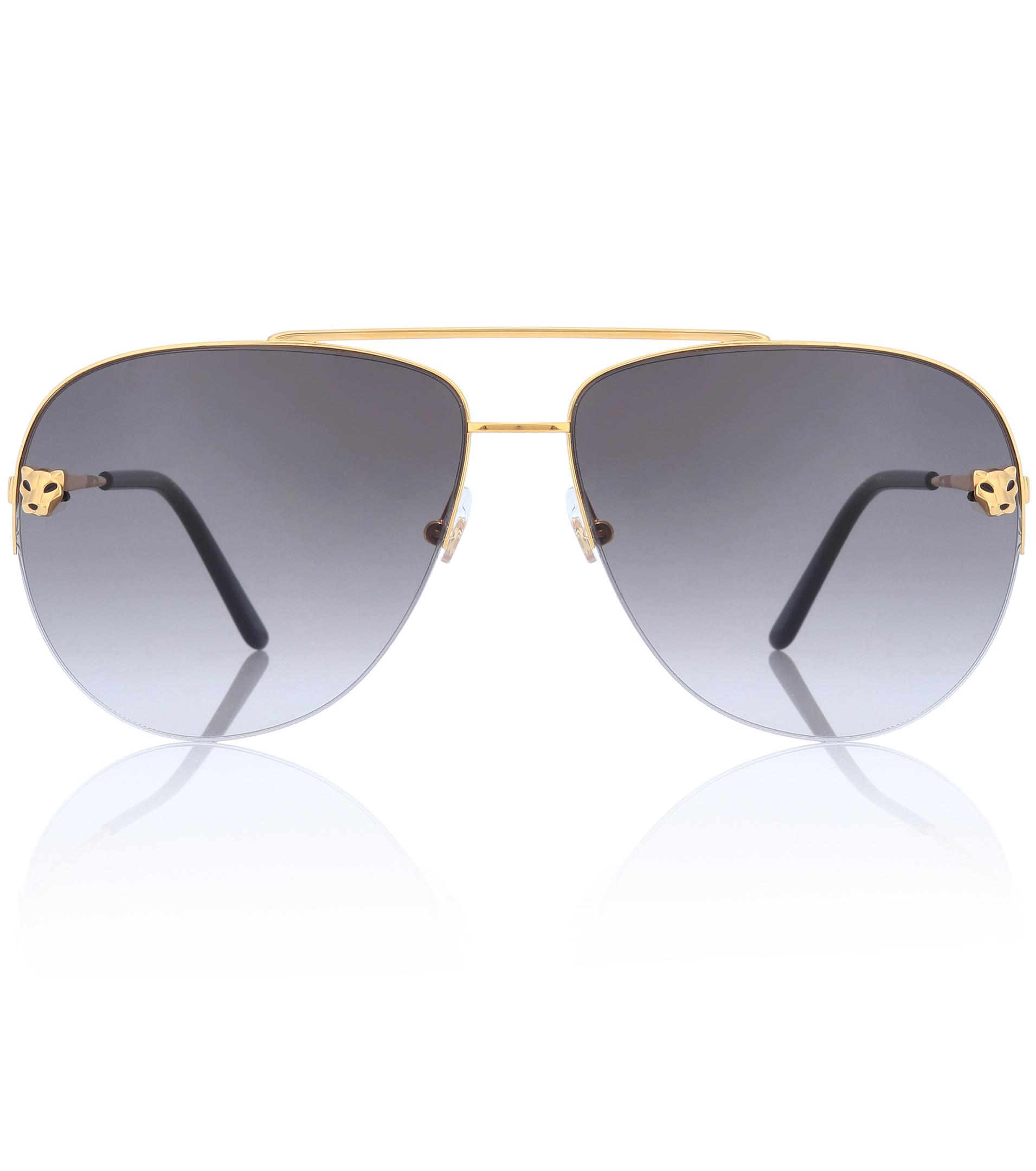 Cartier Panthère De Cartier Aviator Sunglasses in Gold (Metallic) Lyst