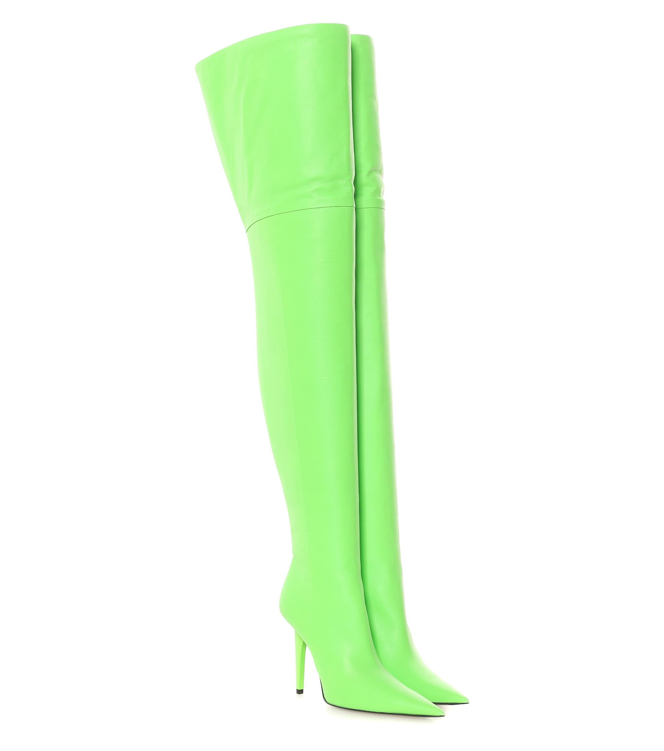 Balenciaga Knife Shark Over-the-knee Leather Boots in Green | Lyst