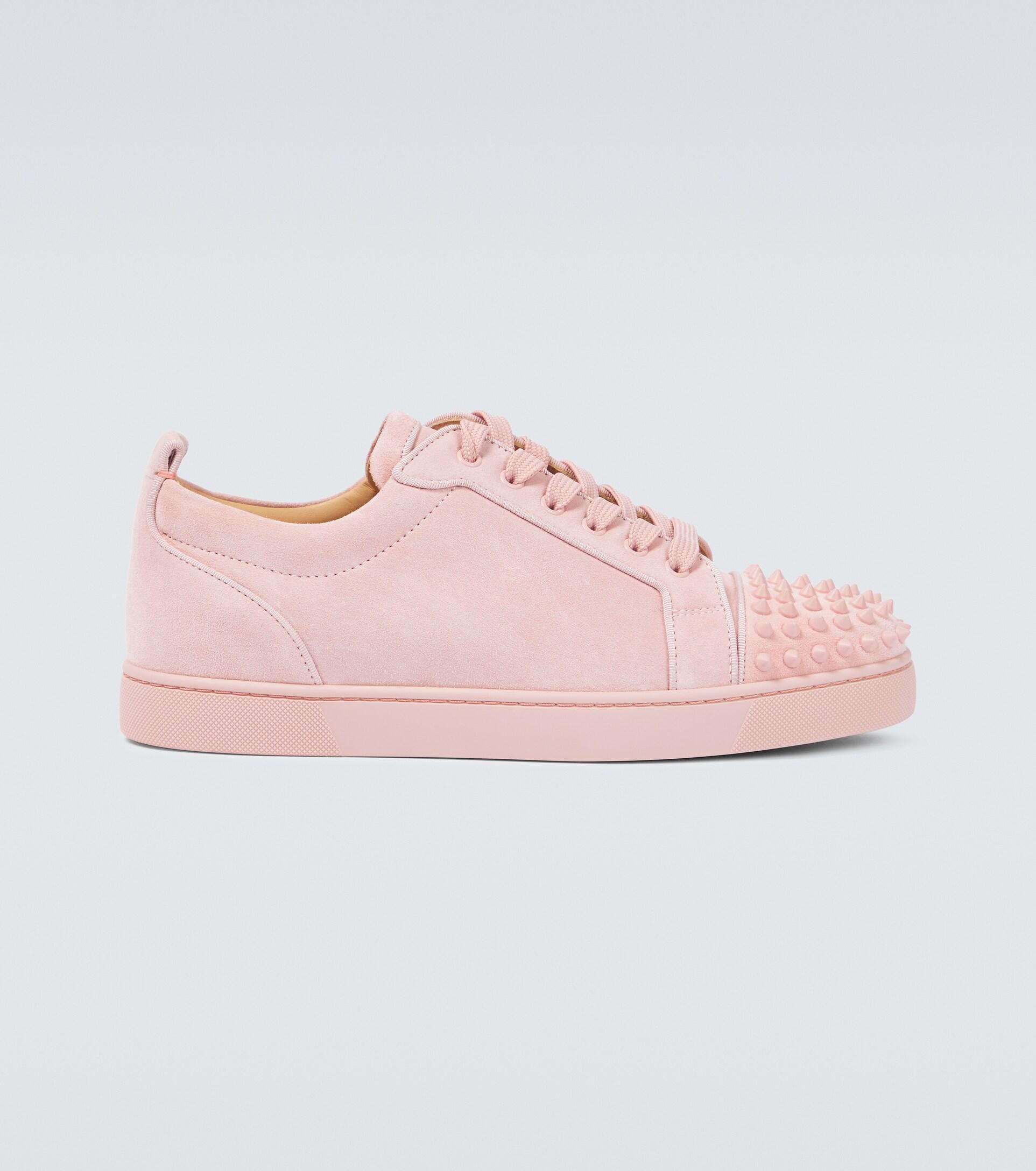 Christian Louboutin Louis Junior Spikes Suede Sneakers in Pink for Men |  Lyst