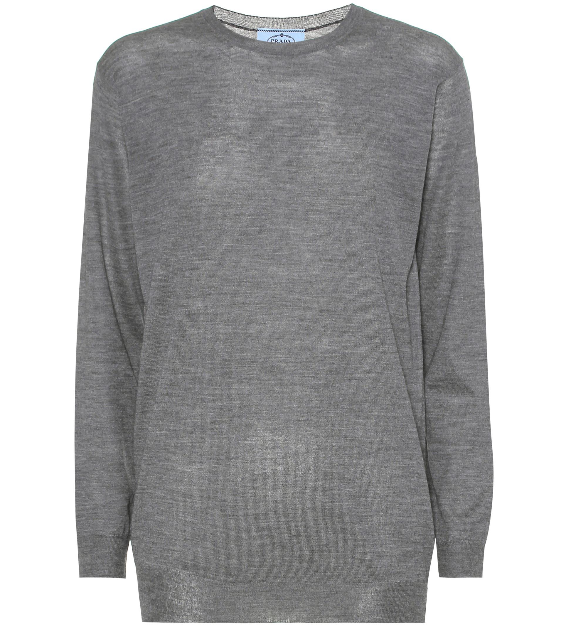 Prada Virgin Wool Sweater in Grey (Gray) - Lyst