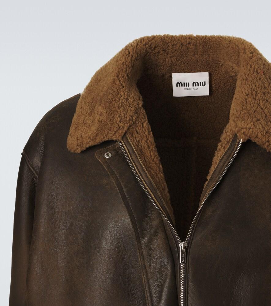 Miu Miu Shearling-Lined Leather Blouson Jacket in Brown for Men | Lyst