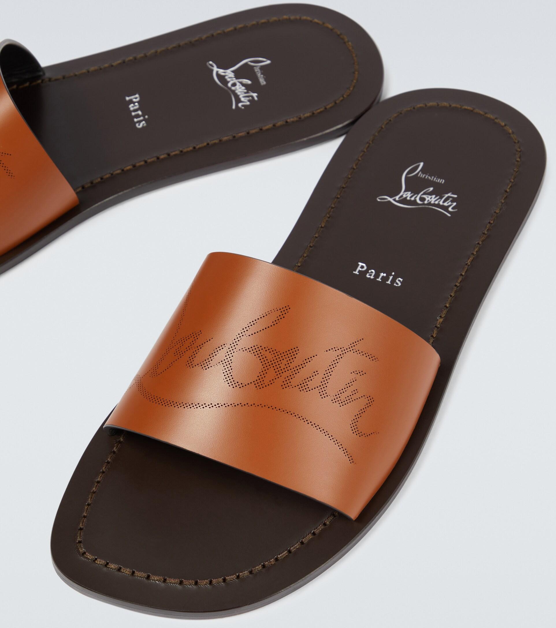 Christian Louboutin Coolraoul Leather Slides for Men | Lyst