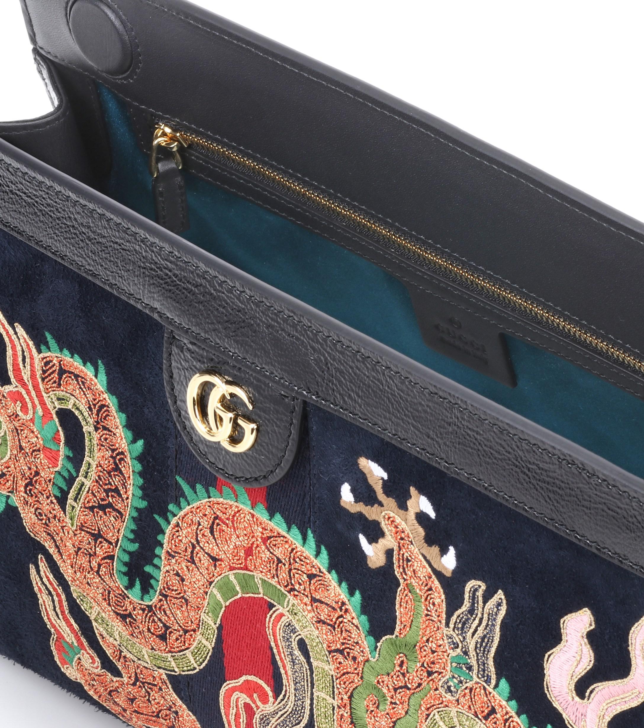 ophidia embroidered medium shoulder bag
