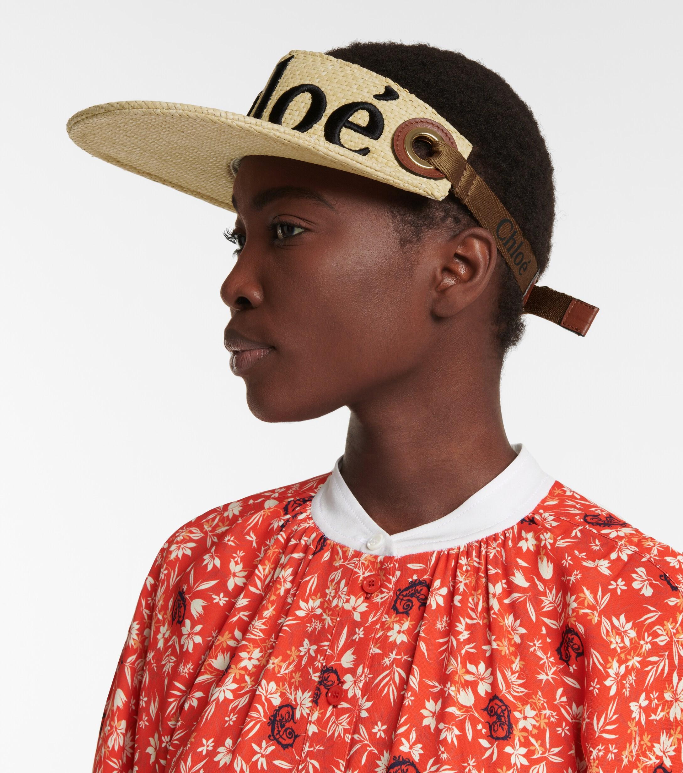 Embroidered Raffia Visor 