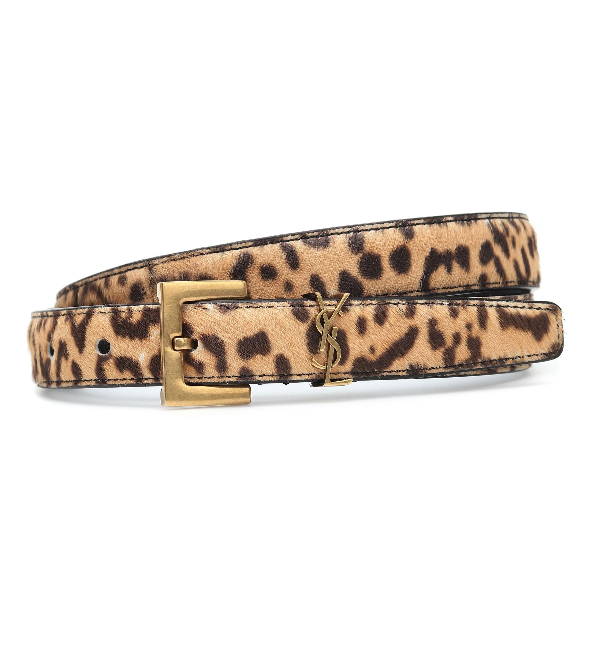 Saint Laurent Monogram Leopard-print Calf Hair Belt | Lyst