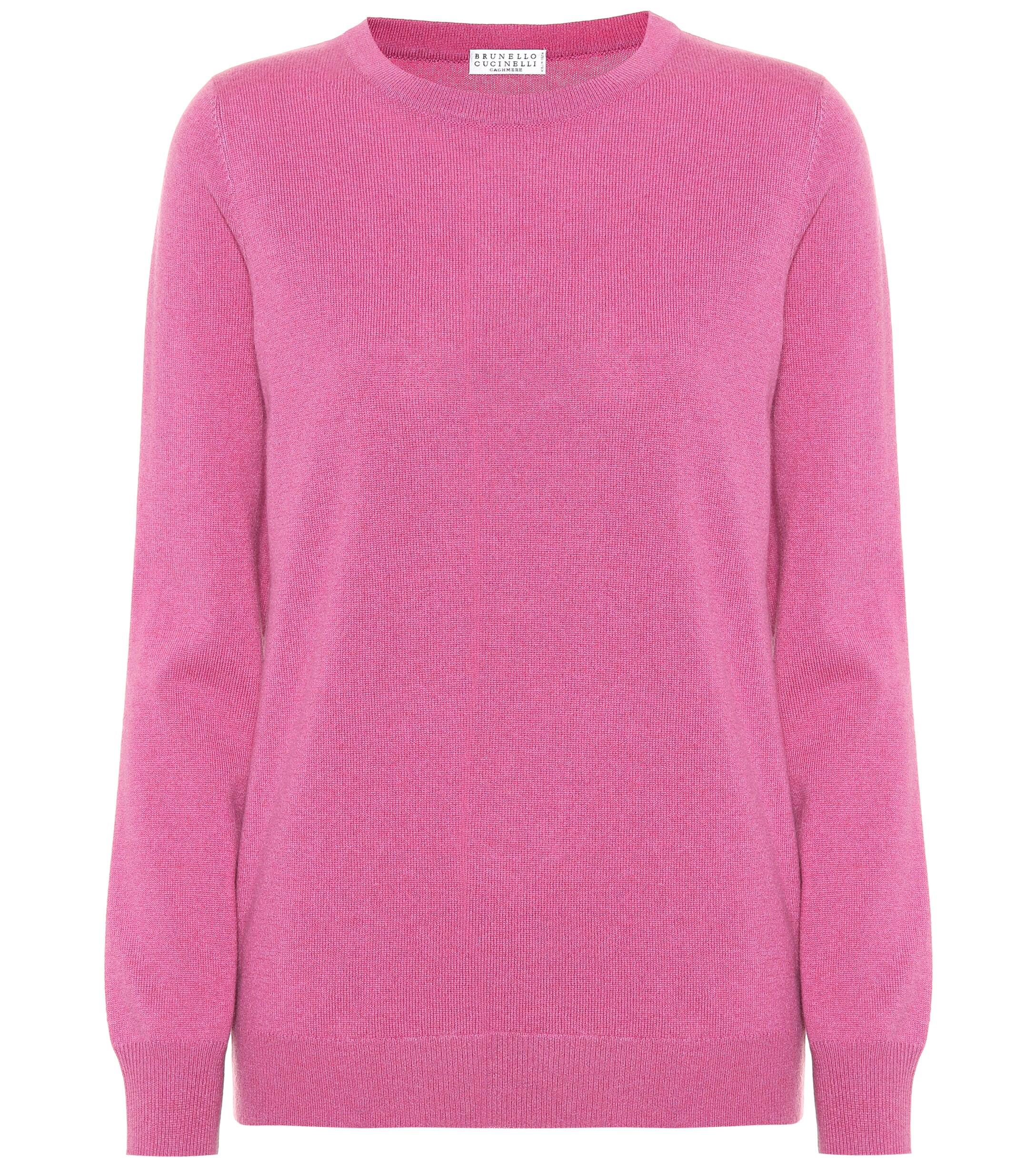 Brunello Cucinelli Cashmere Sweater in Pink - Lyst