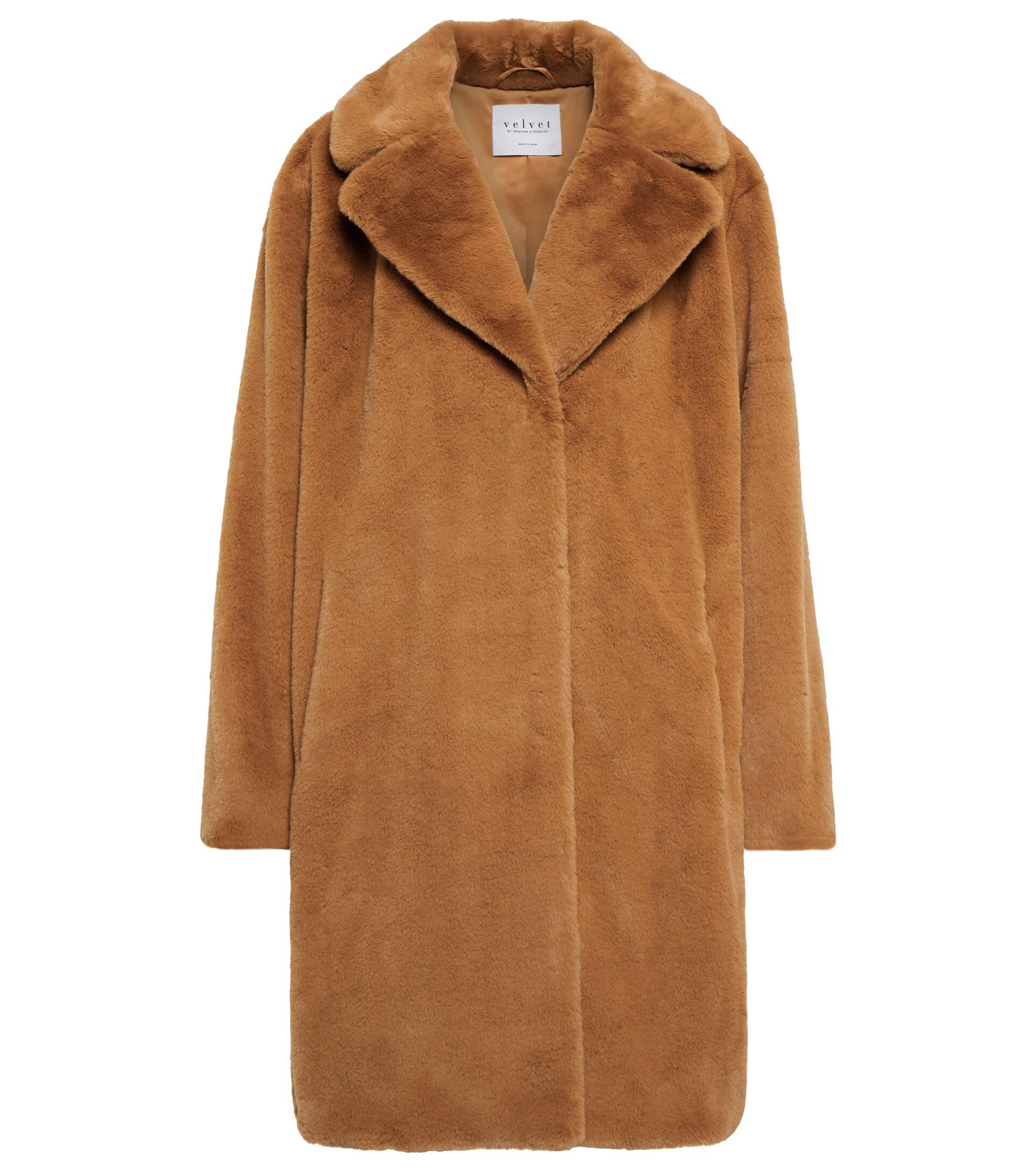 Velvet Evalyn Faux Fur Coat in Brown | Lyst