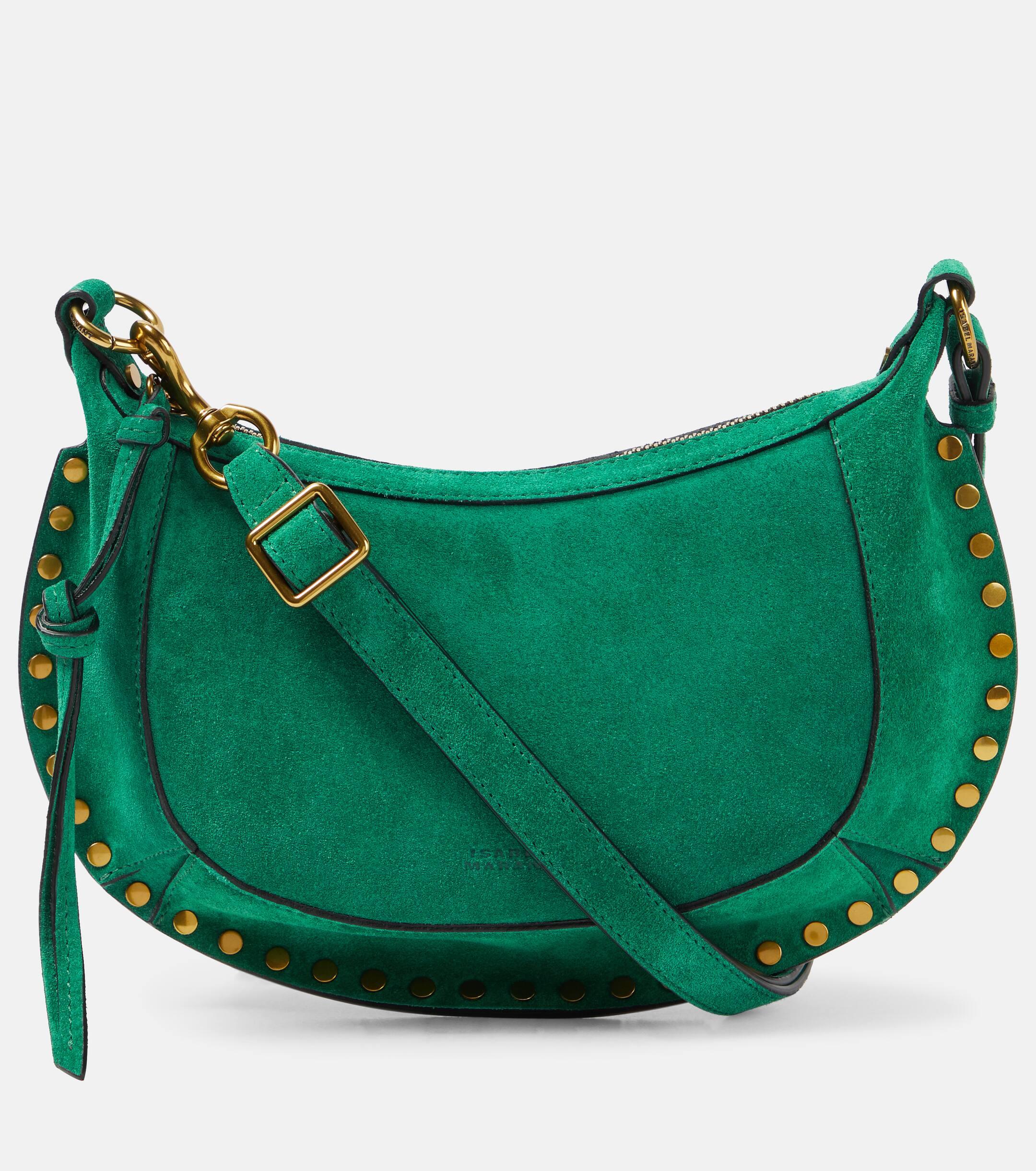 Isabel Marant Oskan Moon Small Suede Shoulder Bag in Green