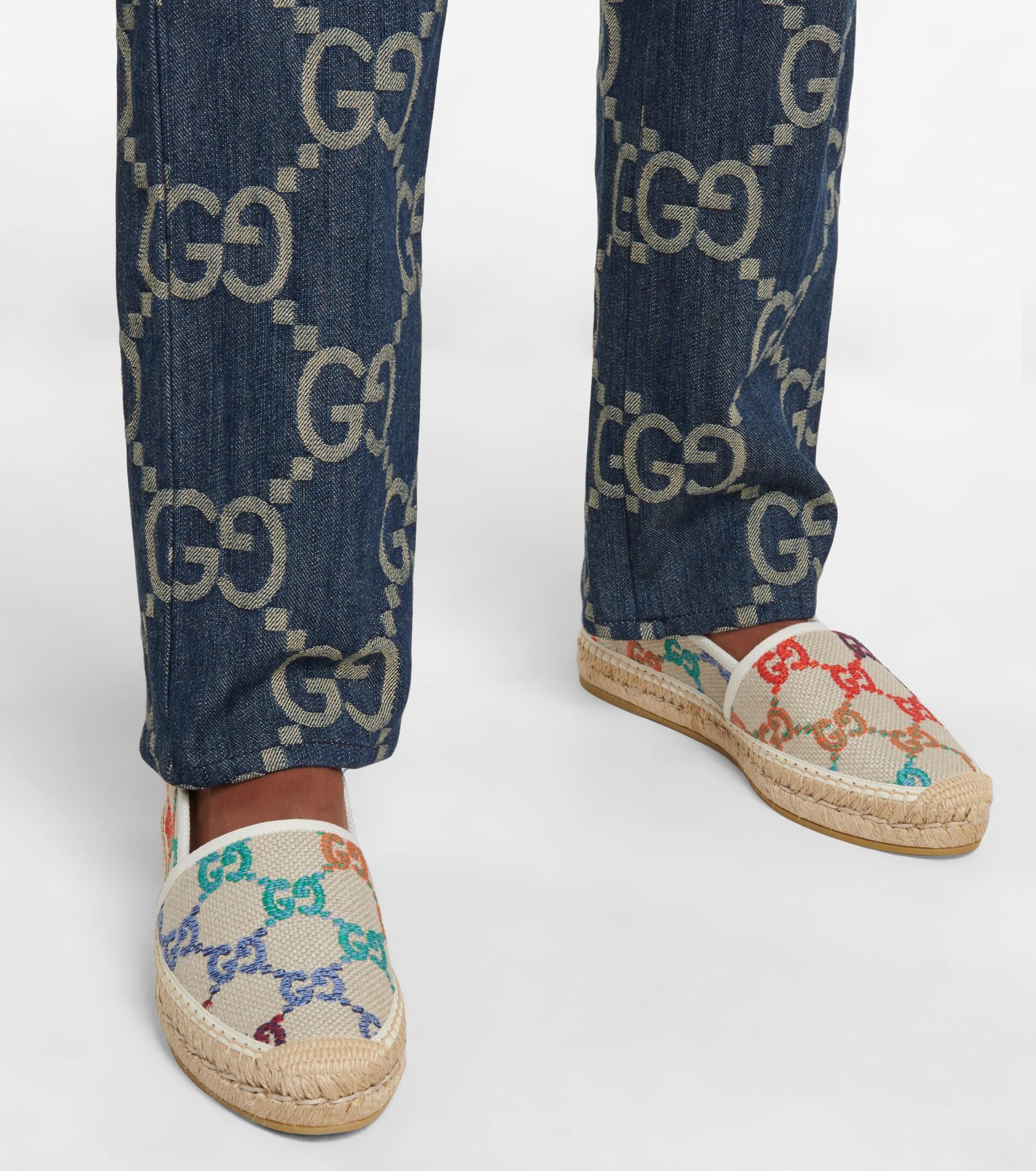 Gucci Espadrilles Origigibak GG Micro Soft Beige and Blue GUCCI MULTICOLOR GG ESPADRILLE SLIDE UNBOXING | TianShanae  main image 2