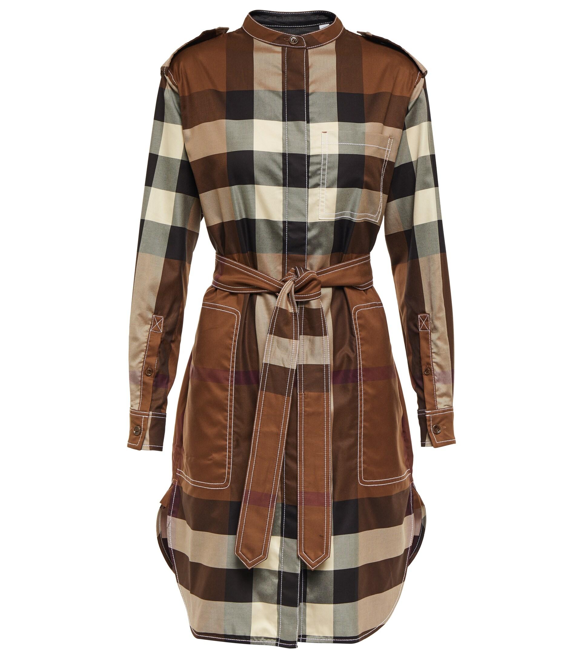 Cotton Twill Shirt Dress in Brown 
