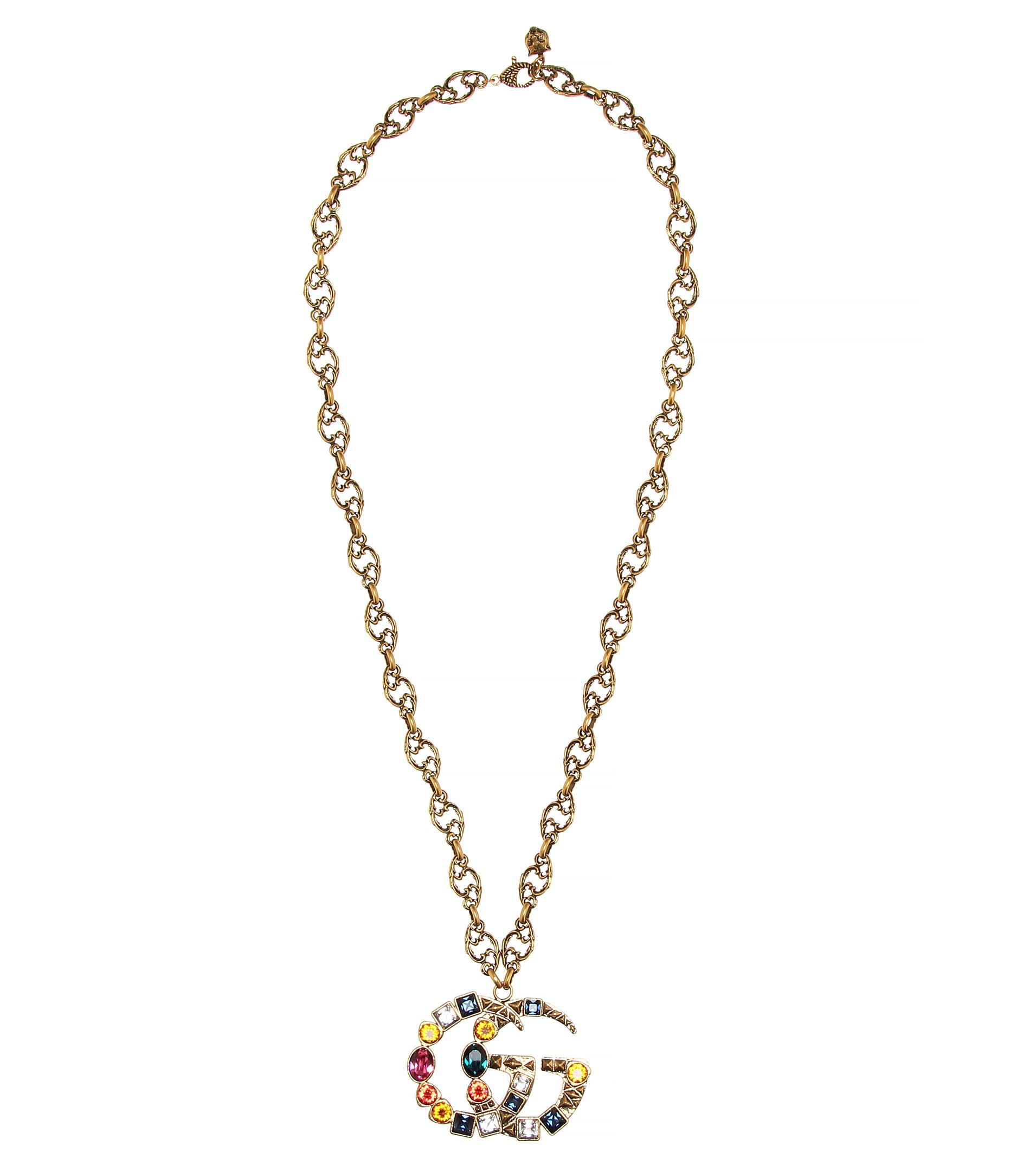 Gucci Crystal Double G Necklace in Gold (Metallic) | Lyst