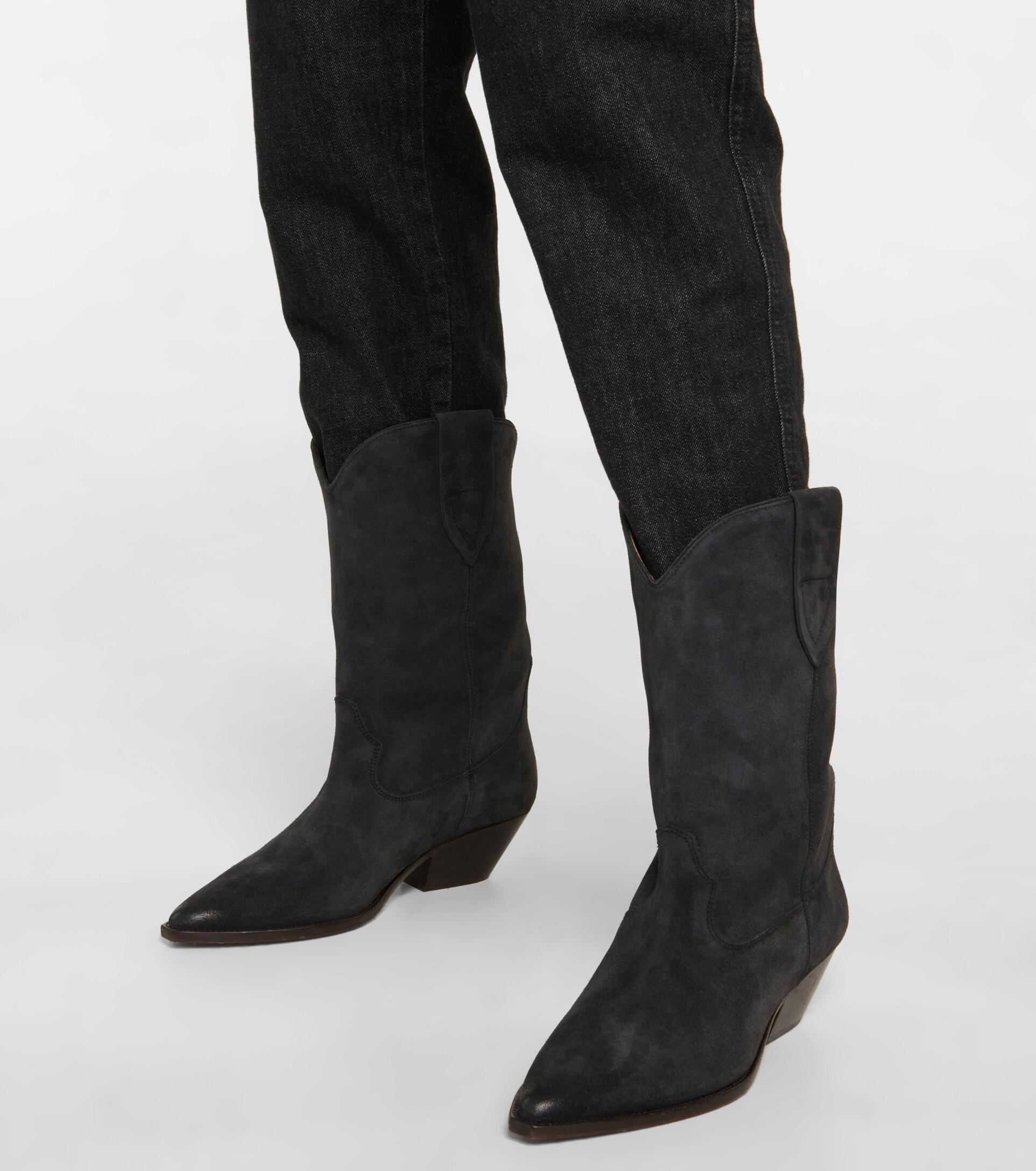 suede cowboy boots black