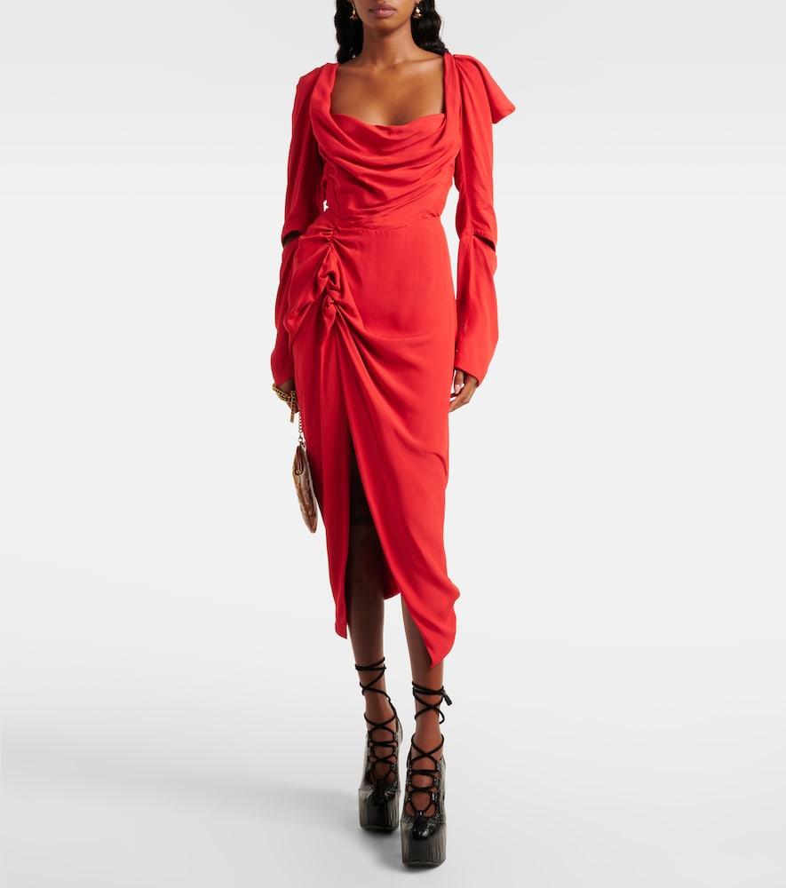 Vivienne Westwood Panther Draped Midi Dress in Red | Lyst Vivienne Westwood Panther Draped Midi Dress in Red | Lyst