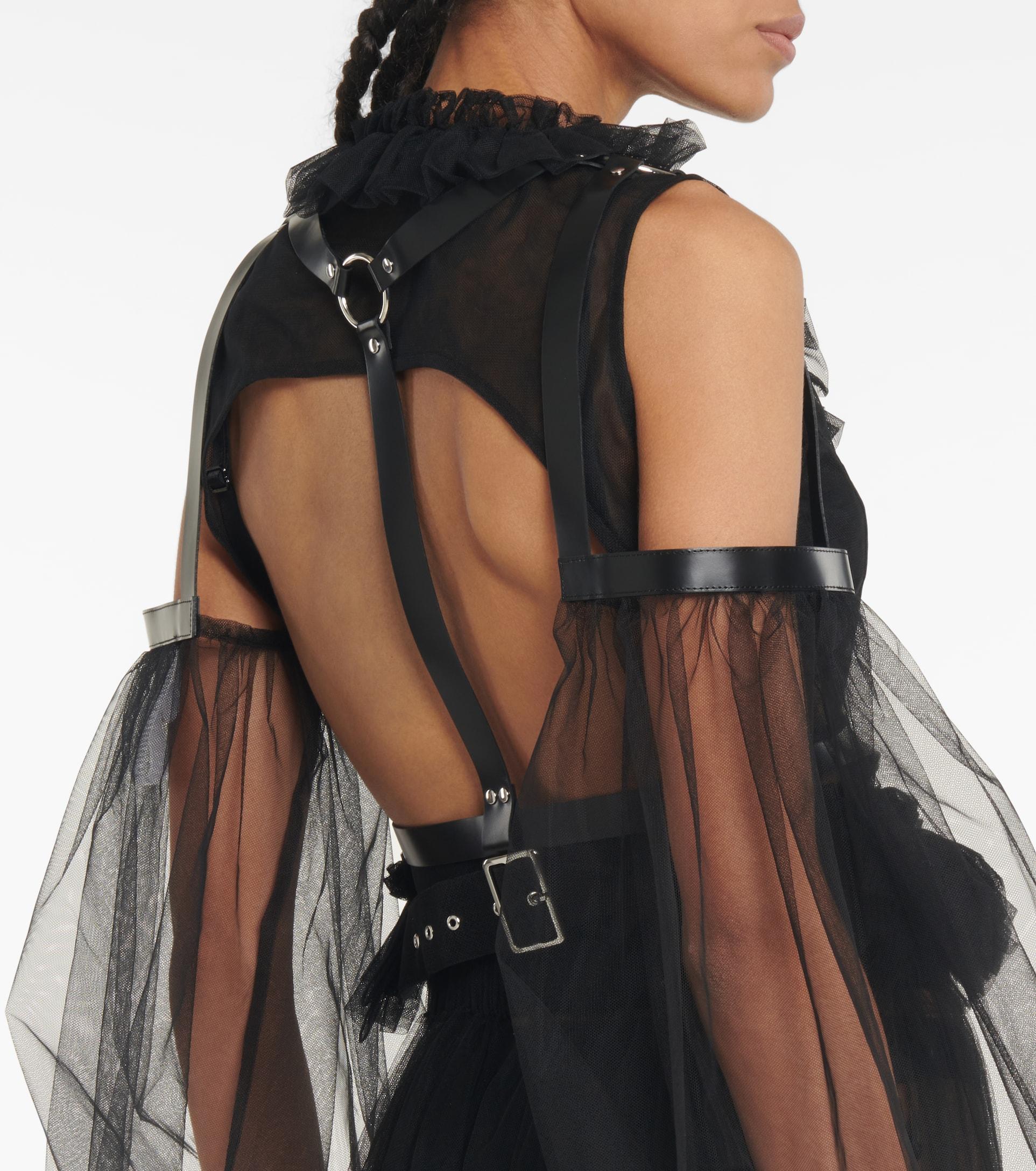 Noir Kei Ninomiya Tulle And Leather Harness in Black | Lyst