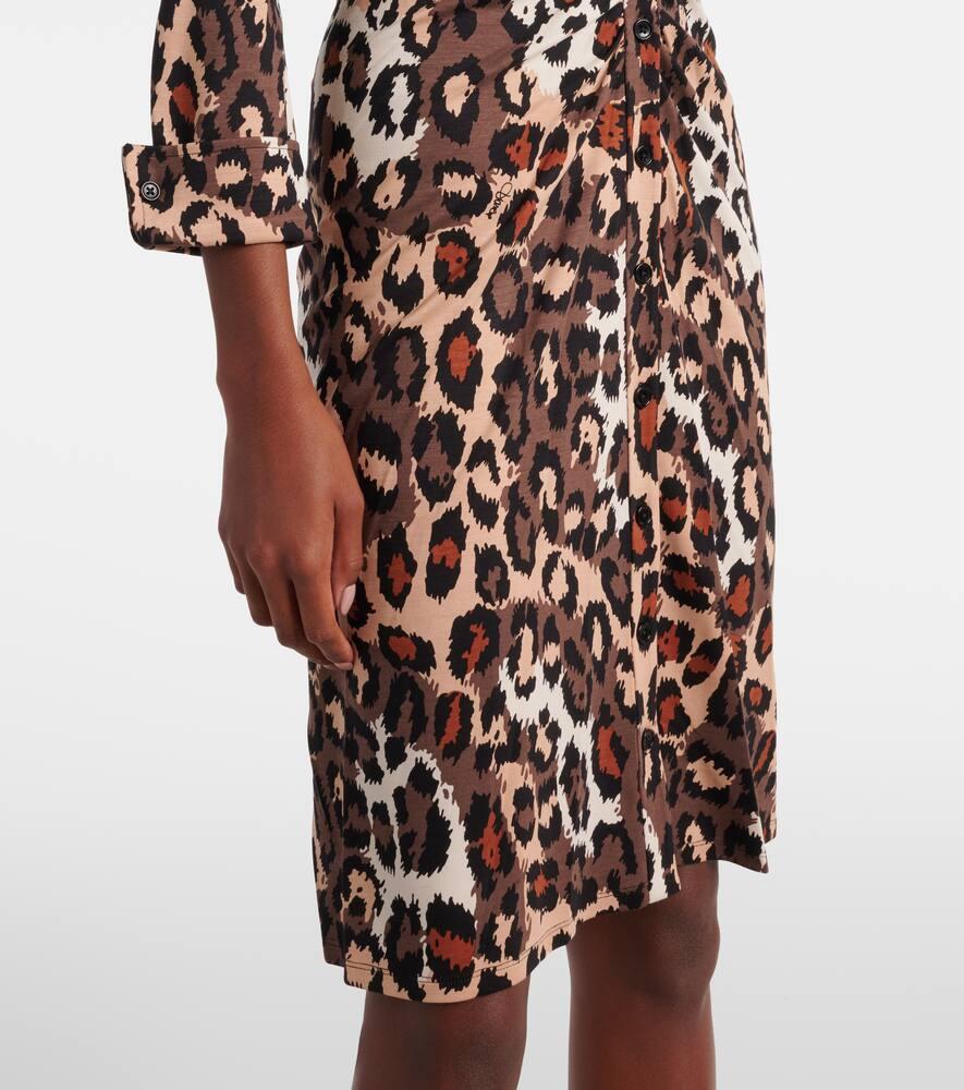 Diane von Furstenberg Sheska Leopard-Print Midi Dress in Brown