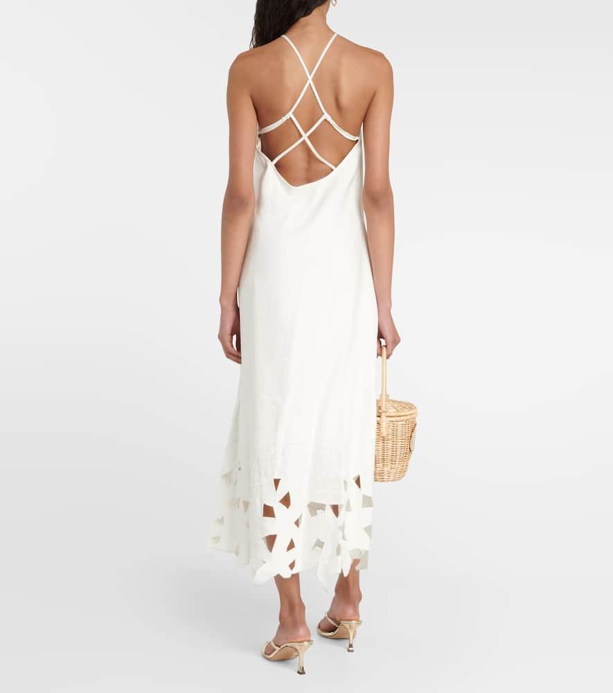 Jonathan Simkhai Simone Linen-Blend Midi Dress in White | Lyst UK
