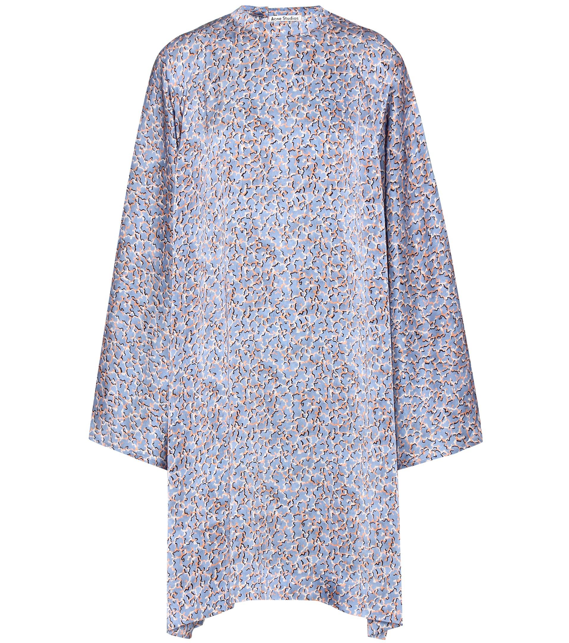 Acne Studios Danis Printed Satin Dress in Blue - Lyst