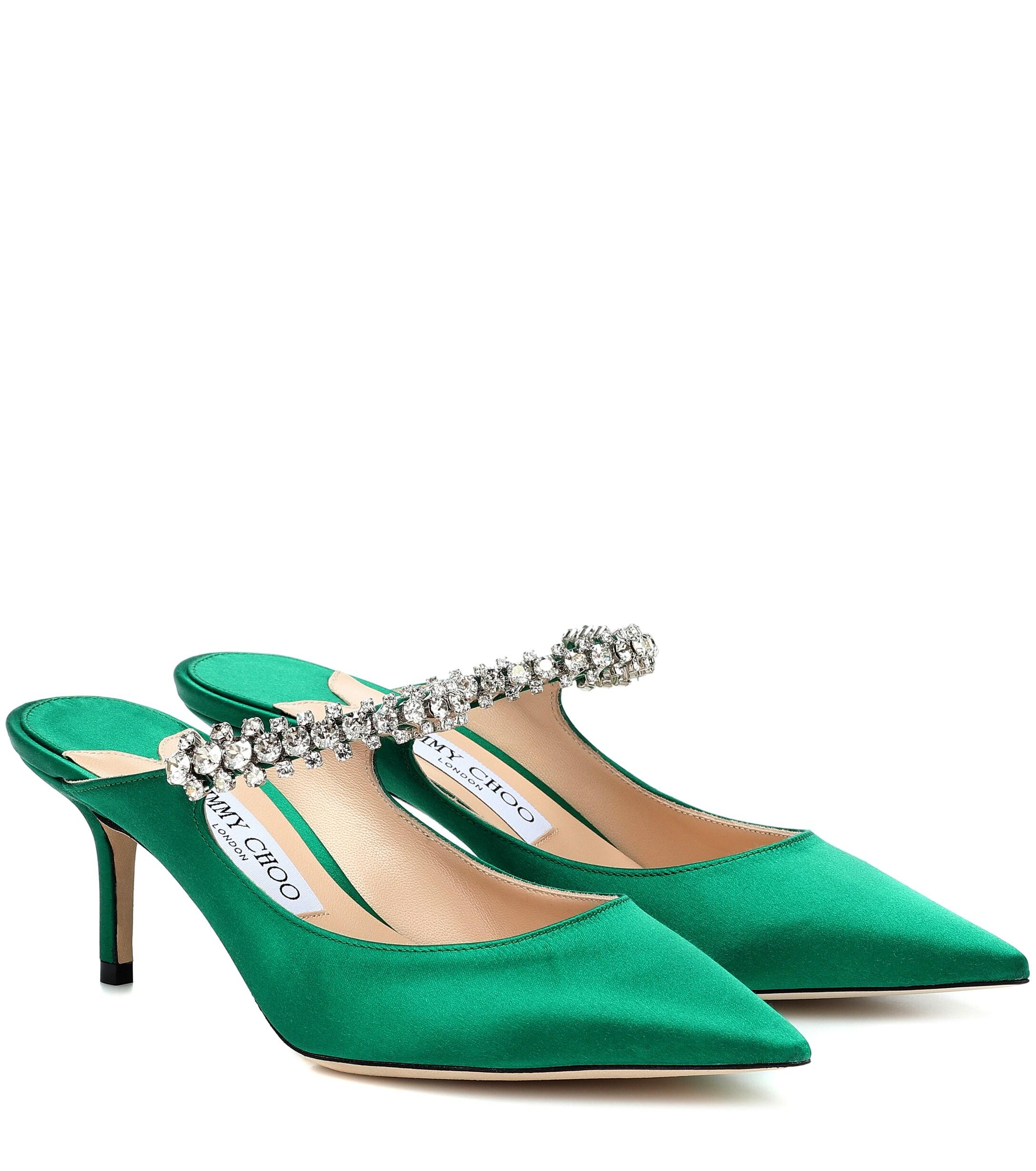 Jimmy Choo Exclusive To Mytheresa – Bing 65 Satin Mules in Green - Lyst
