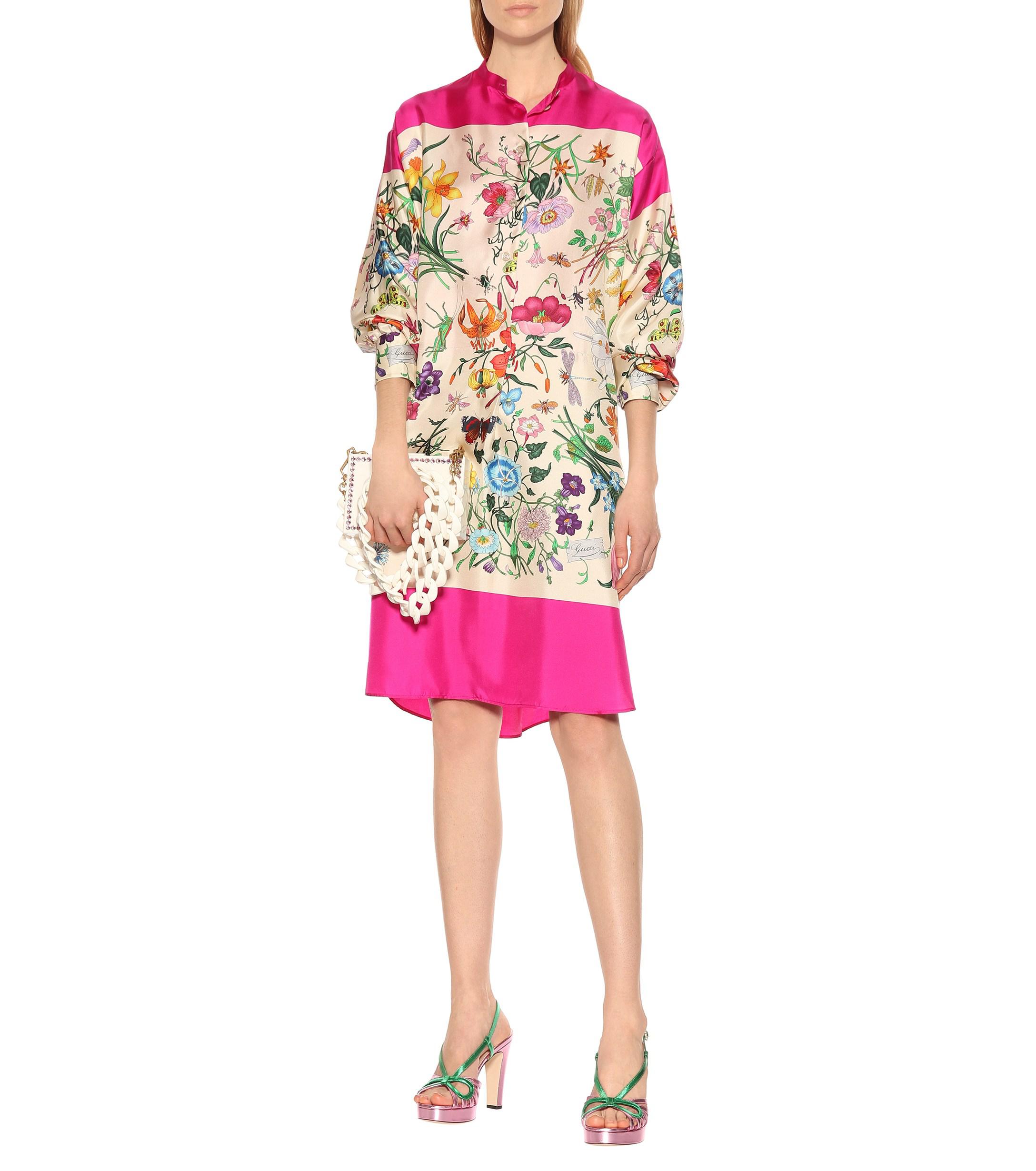Udover gerningsmanden stål Gucci Floral Silk Twill Shirt Dress | Lyst
