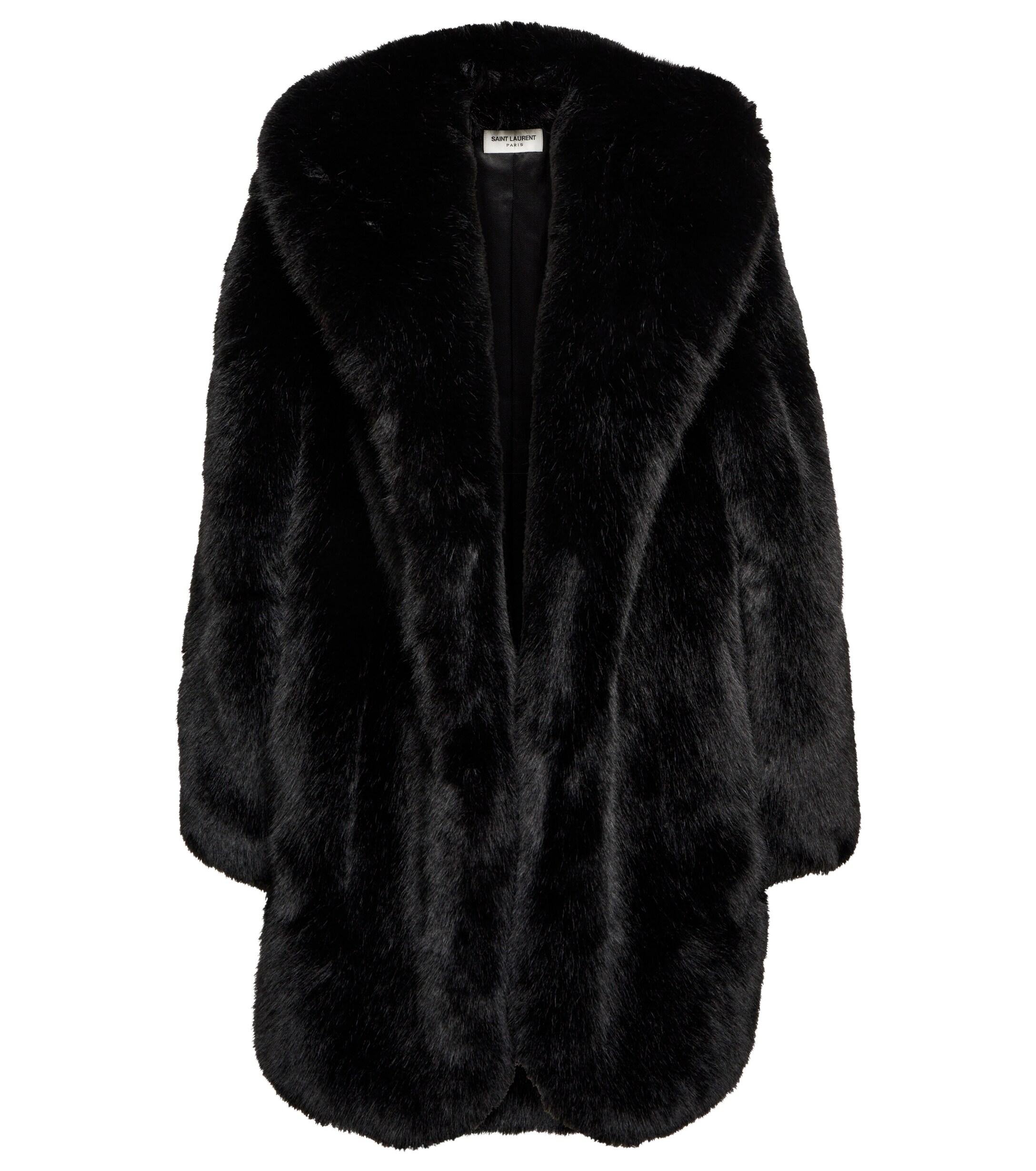 Manteau en fourrure artificielle Saint Laurent en coloris Noir Femme Vêtements Manteaux Manteaux de fourrure 