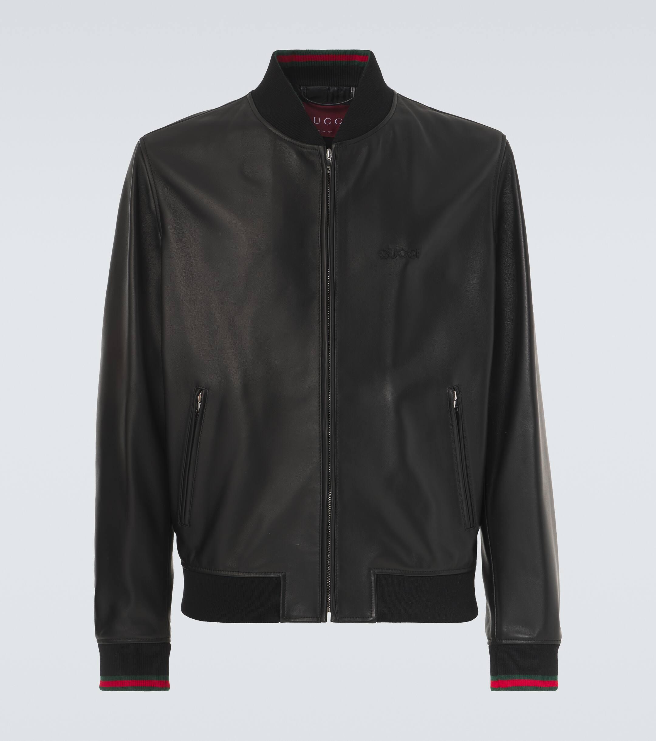 Gucci Leather Bomber Jacket in Black for Men Lyst UK