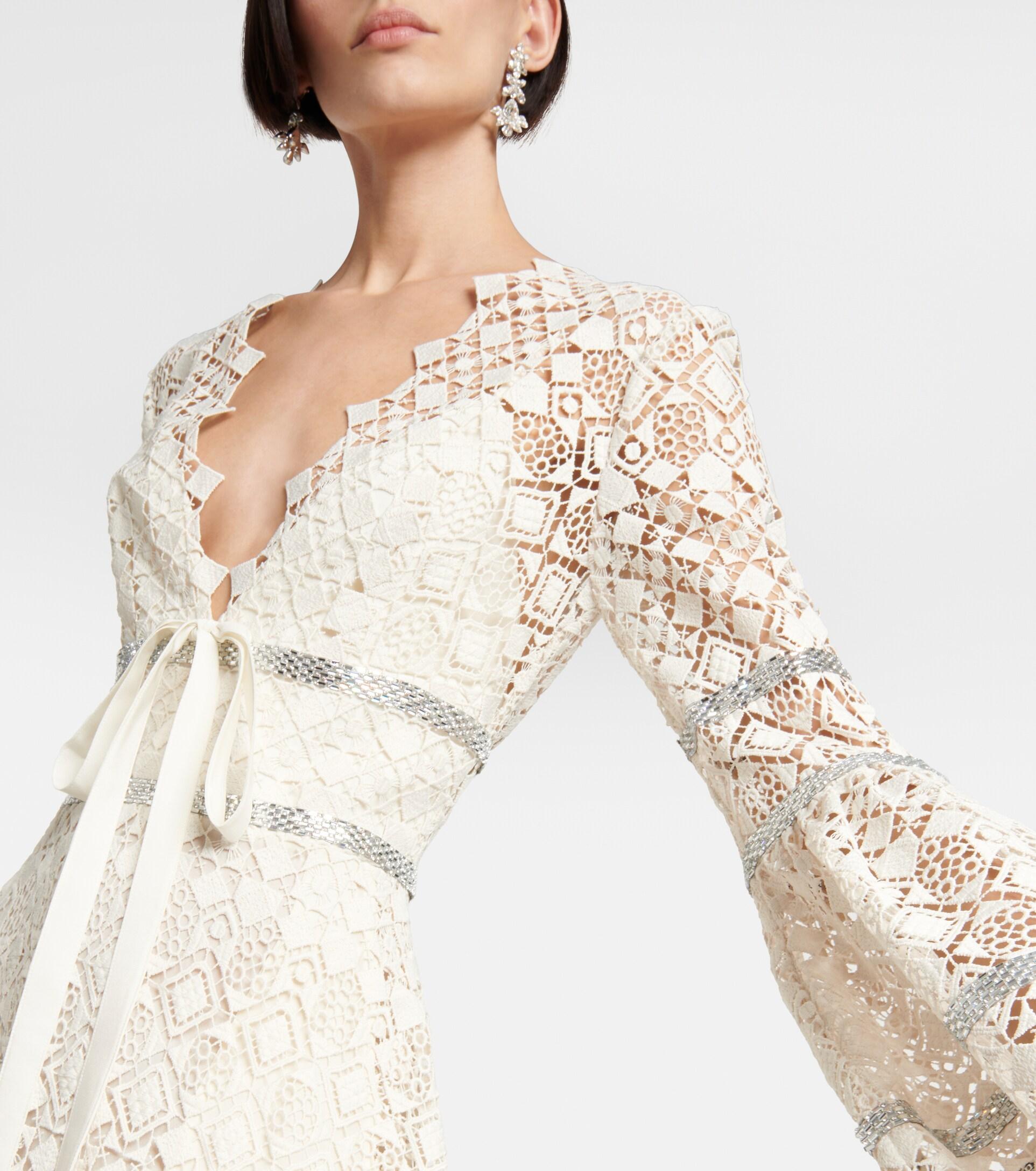 Elie Saab Lace Gown in Natural | Lyst