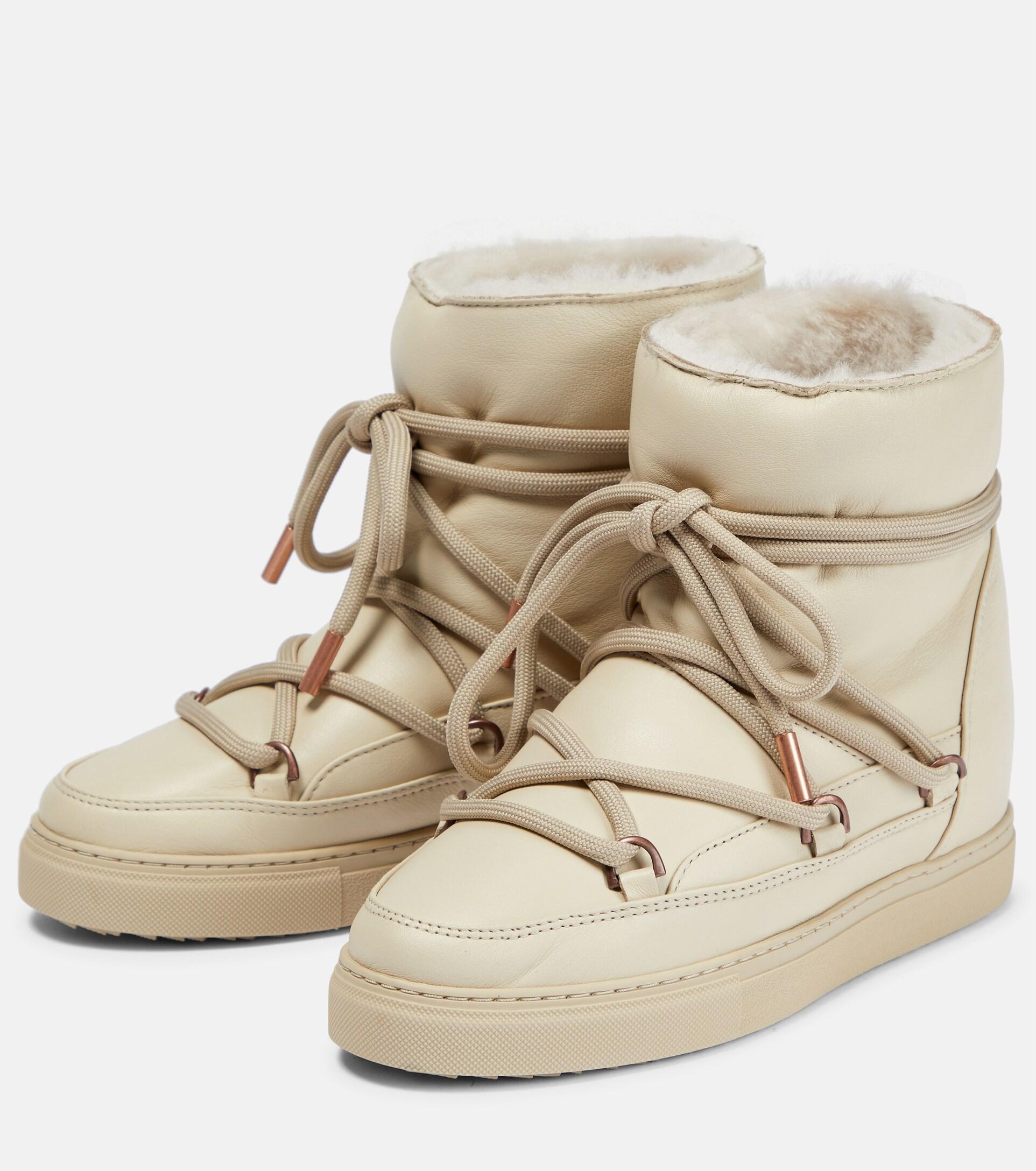 Inuikii Classic Wedge Leather Snow Boots in Natural | Lyst