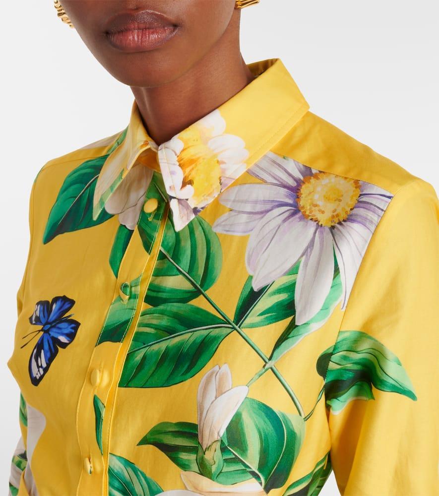 LEO LIN Zara Floral Cotton Shirt Dress in Yellow Lyst UK