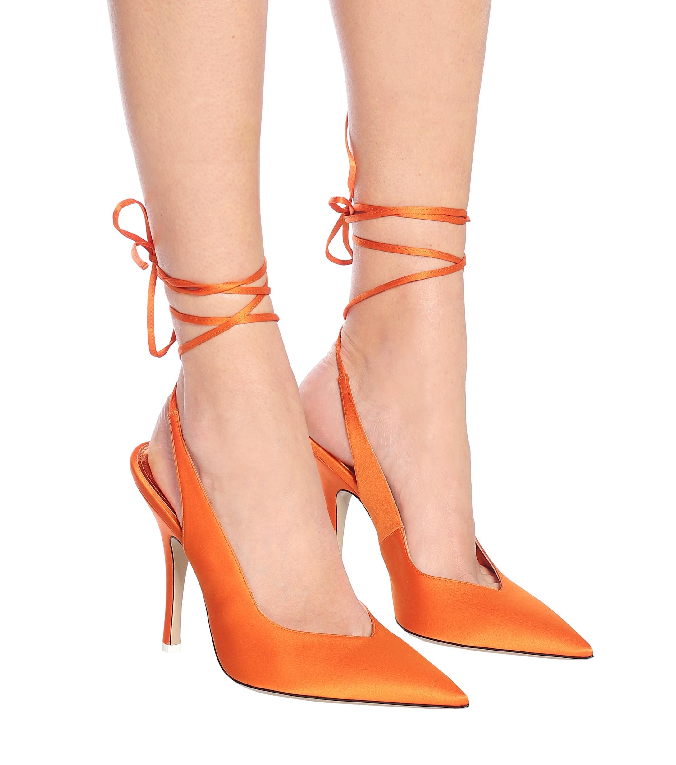 orange slingbacks