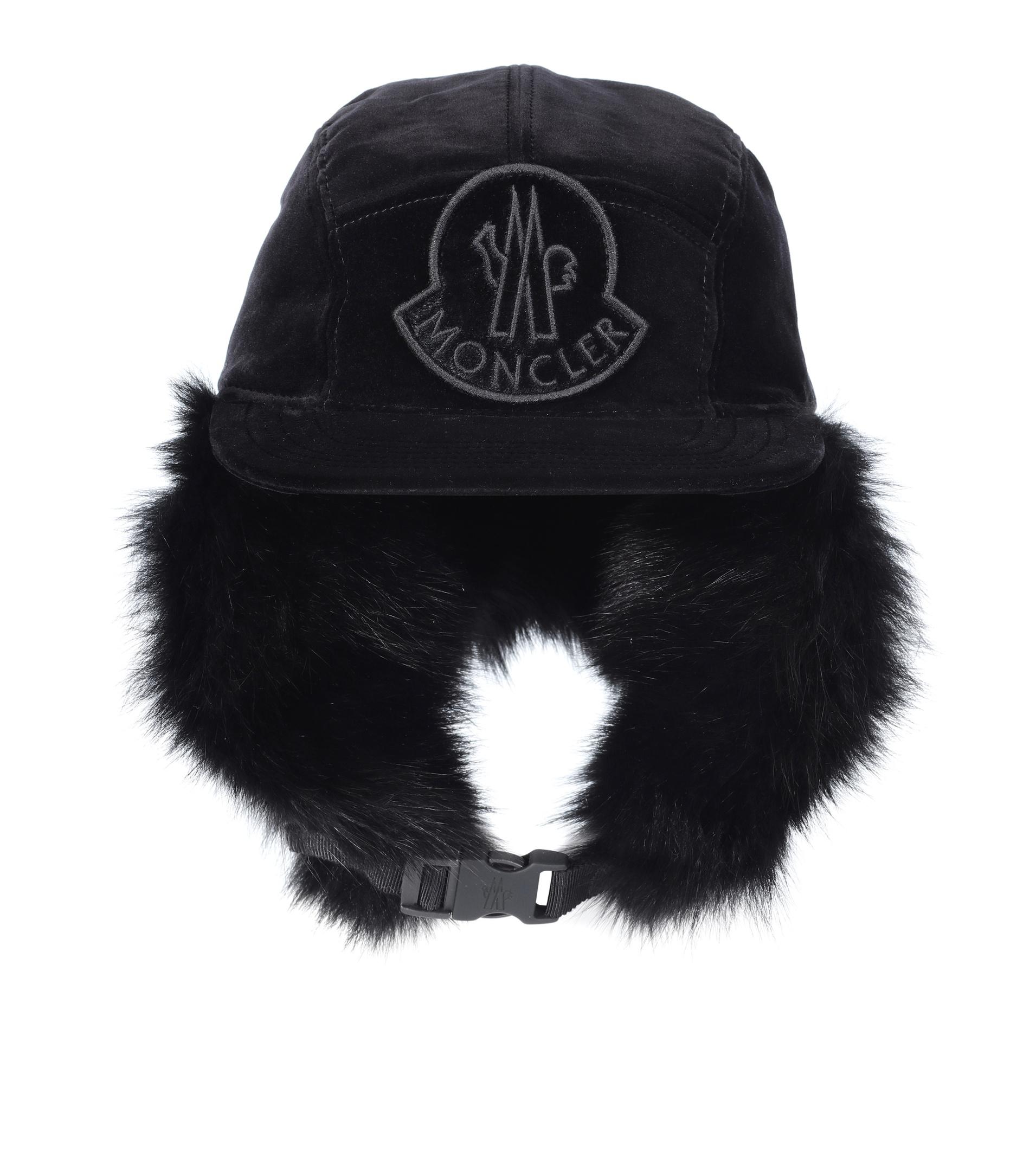 Moncler Furlined Cotton Trapper Hat in Black Lyst