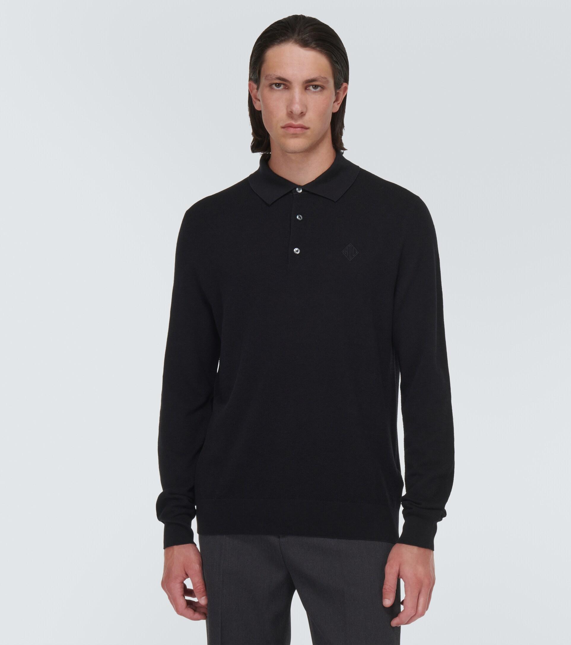 Ralph Lauren Purple Label Silk And Cotton Polo Shirt in Black for Men | Lyst