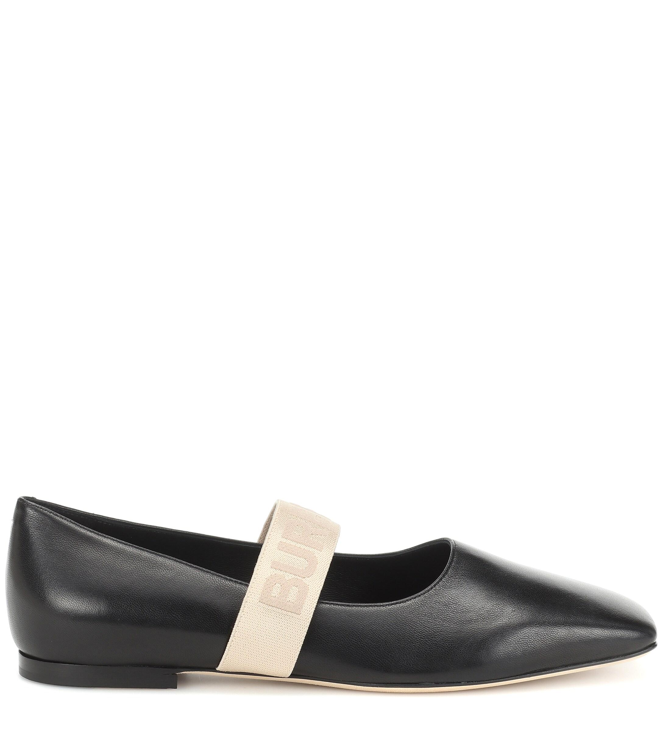 Burberry Leather Ballet Flats in Black - Save 19% - Lyst