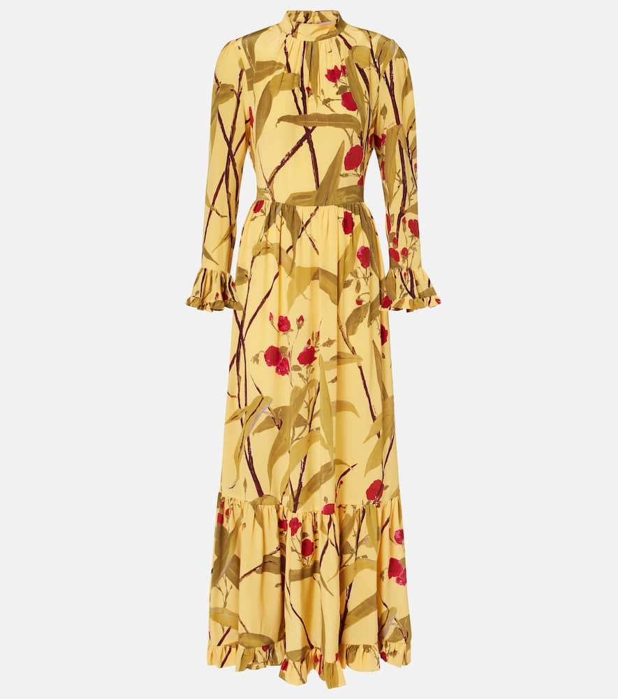 【LA DOUBLEJ】プリント silk-twill wrap ミディ ドレス Swing Dress in Big Flower for Women | La DoubleJ US