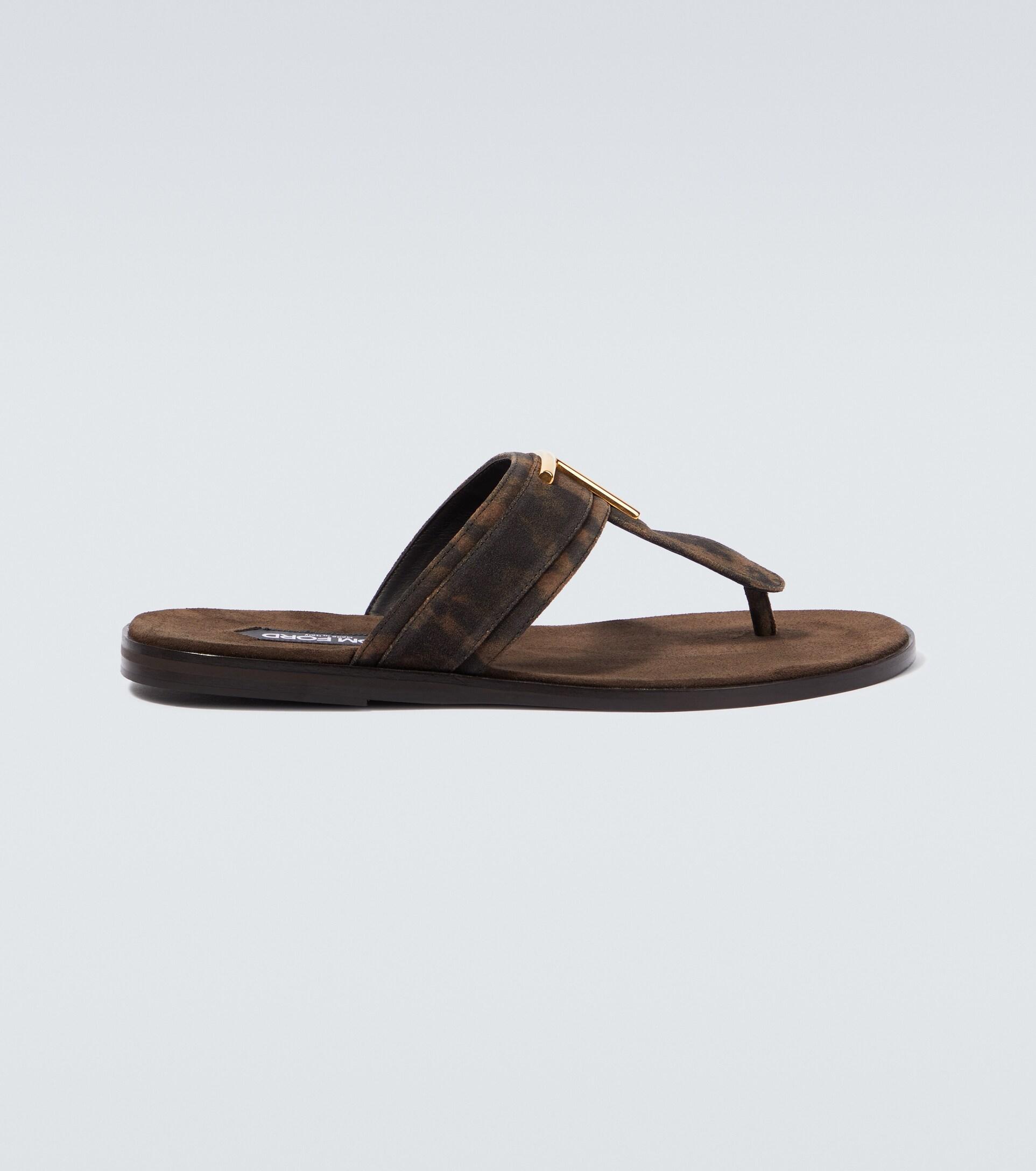Tom Ford Brighton Cheetah-print Suede Sandals in Brown for Men | Lyst