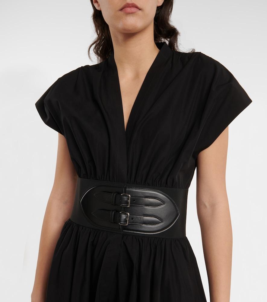Alaa Belted Cotton Poplin Midi Dress in Black | Lyst