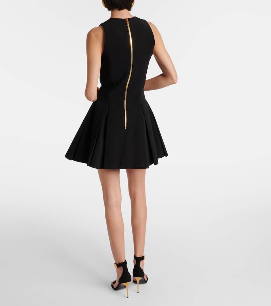 Balmain Pleated Mini Dress in Black | Lyst