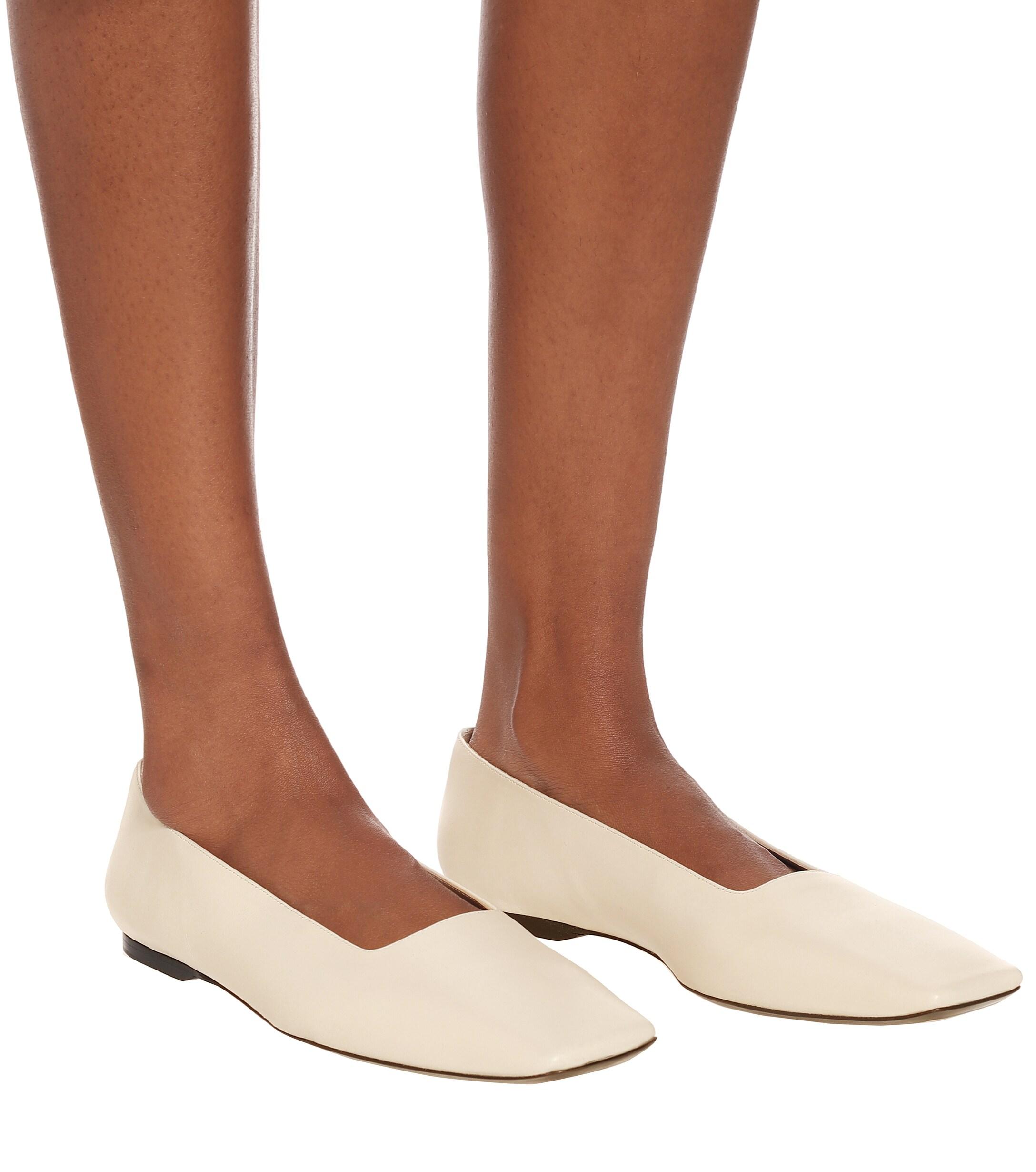JOSEPH Leather Ballet Flats in White Lyst