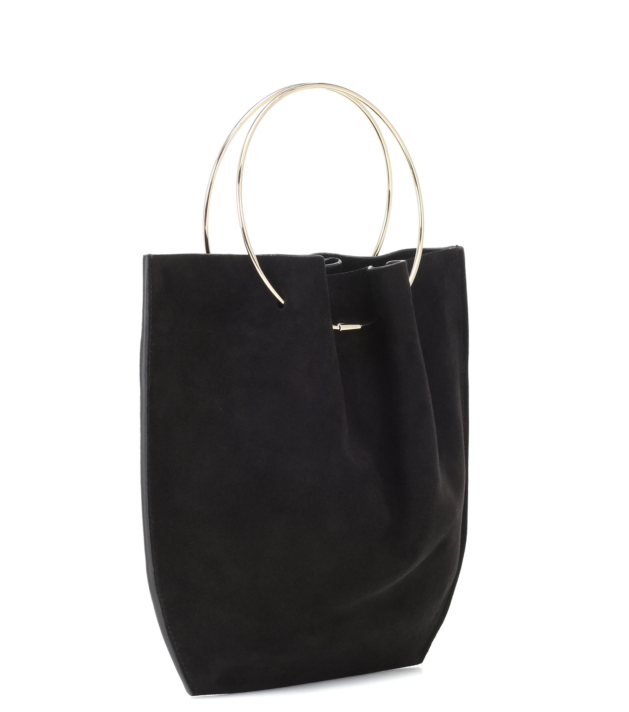 The Row Flat Micro Ring-handle Suede Bag in Black | Lyst